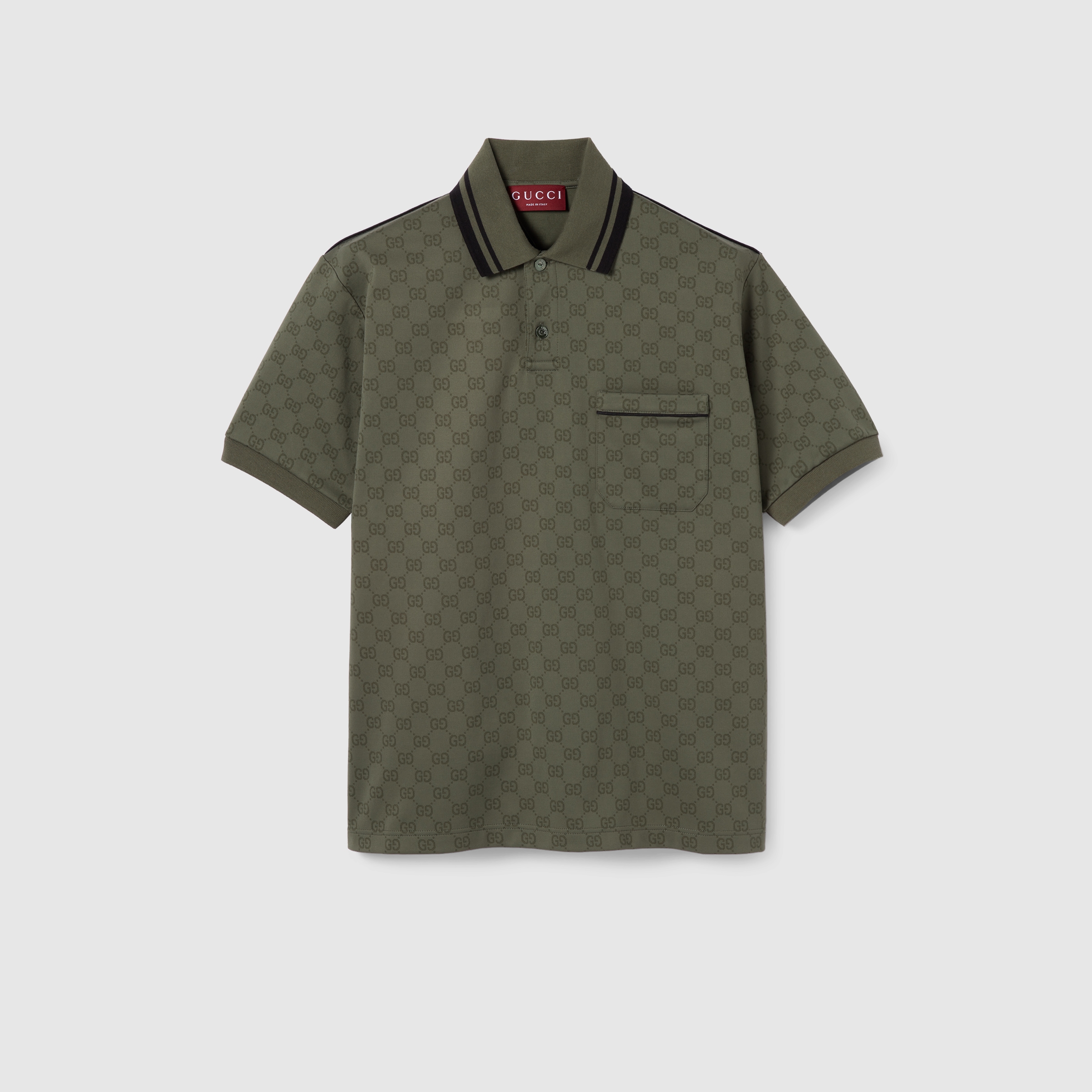 GG jersey jacquard polo shirt in forest green | GUCCI® US
