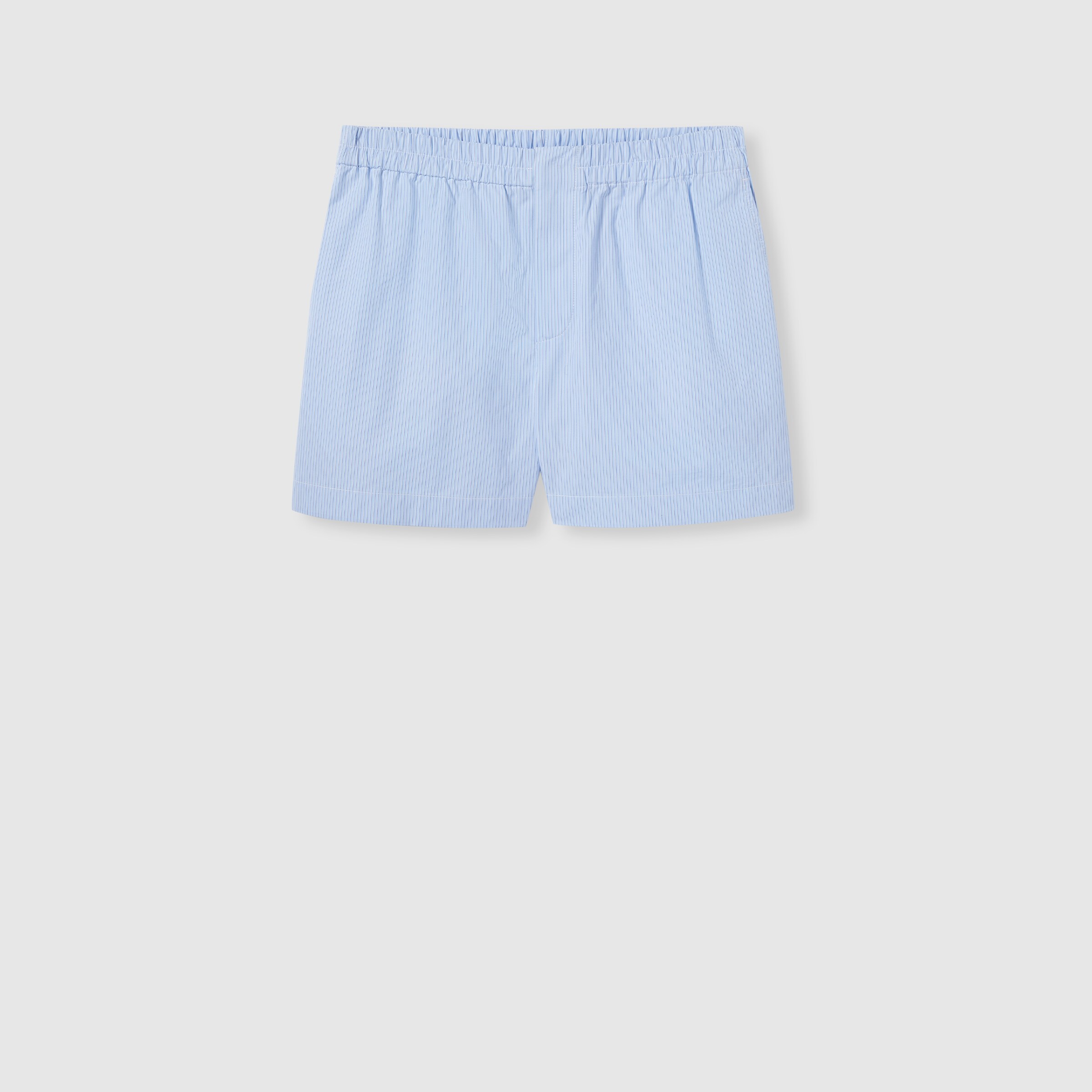 Striped cotton shorts with embroidery in light blue | GUCCI® US Striped cotton shorts with embroidery in light blue | GUCCI® US