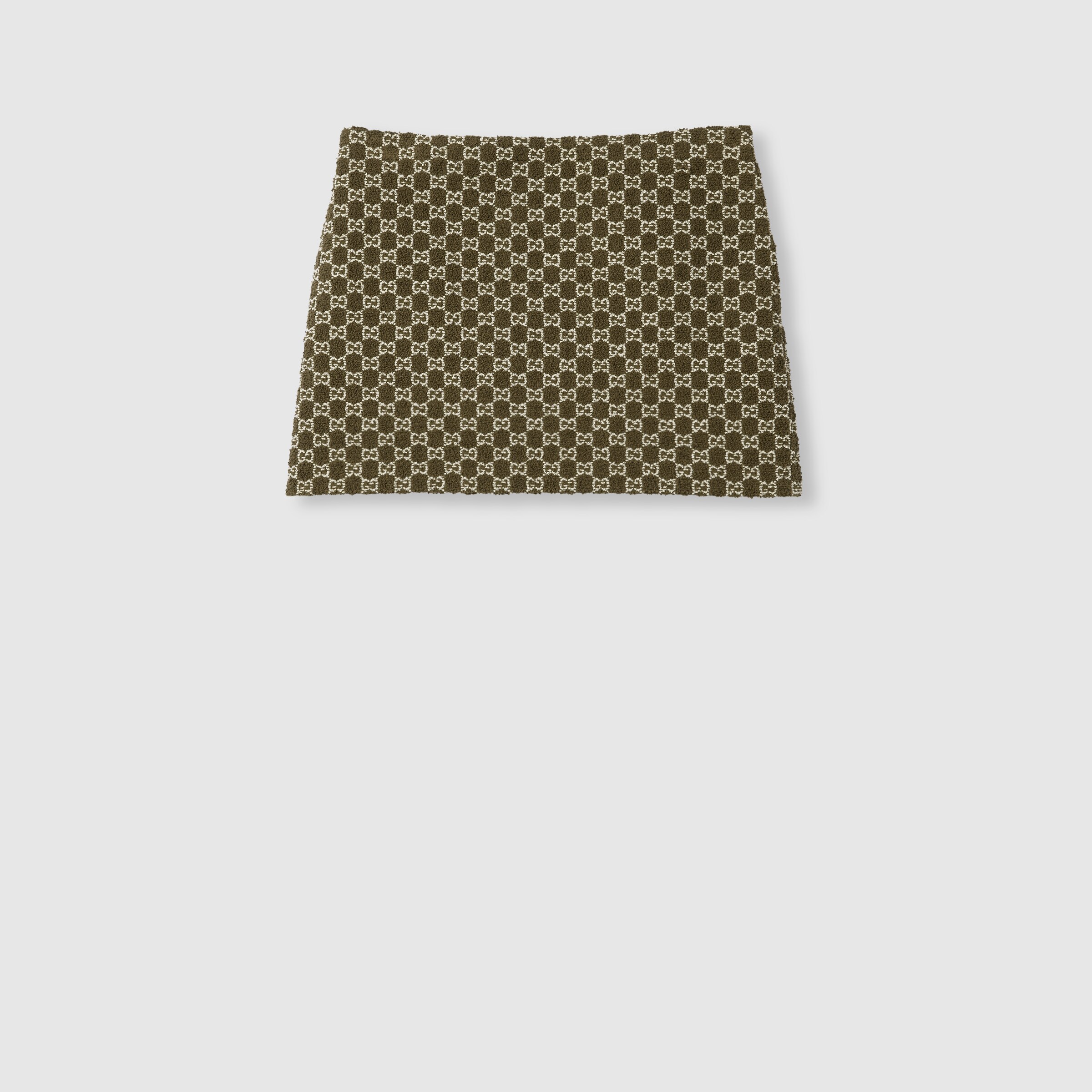 GG cotton bouclé mini skirt in white and forest green | GUCCI® US