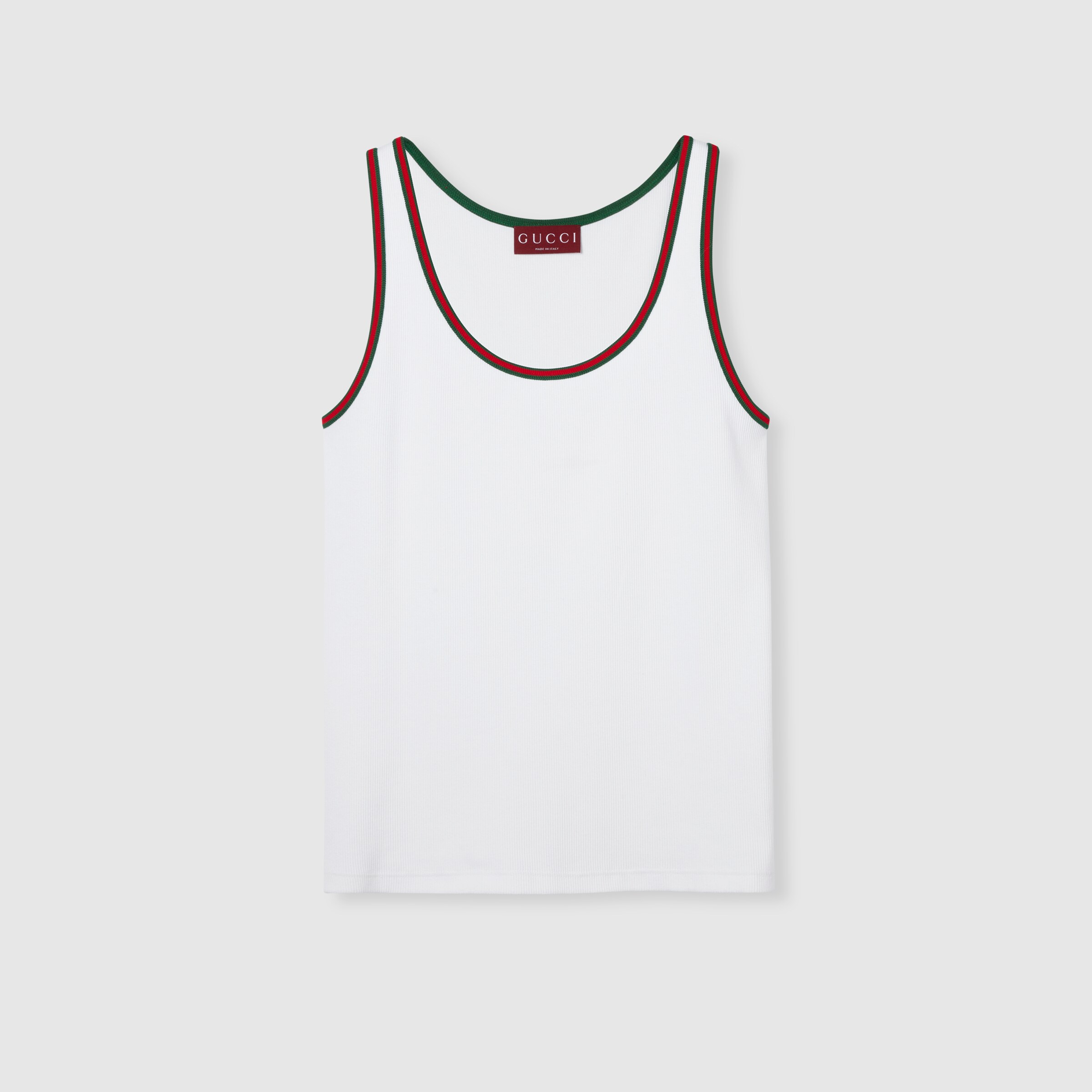 Rib cotton tank top with Web in white | GUCCI® ZA
