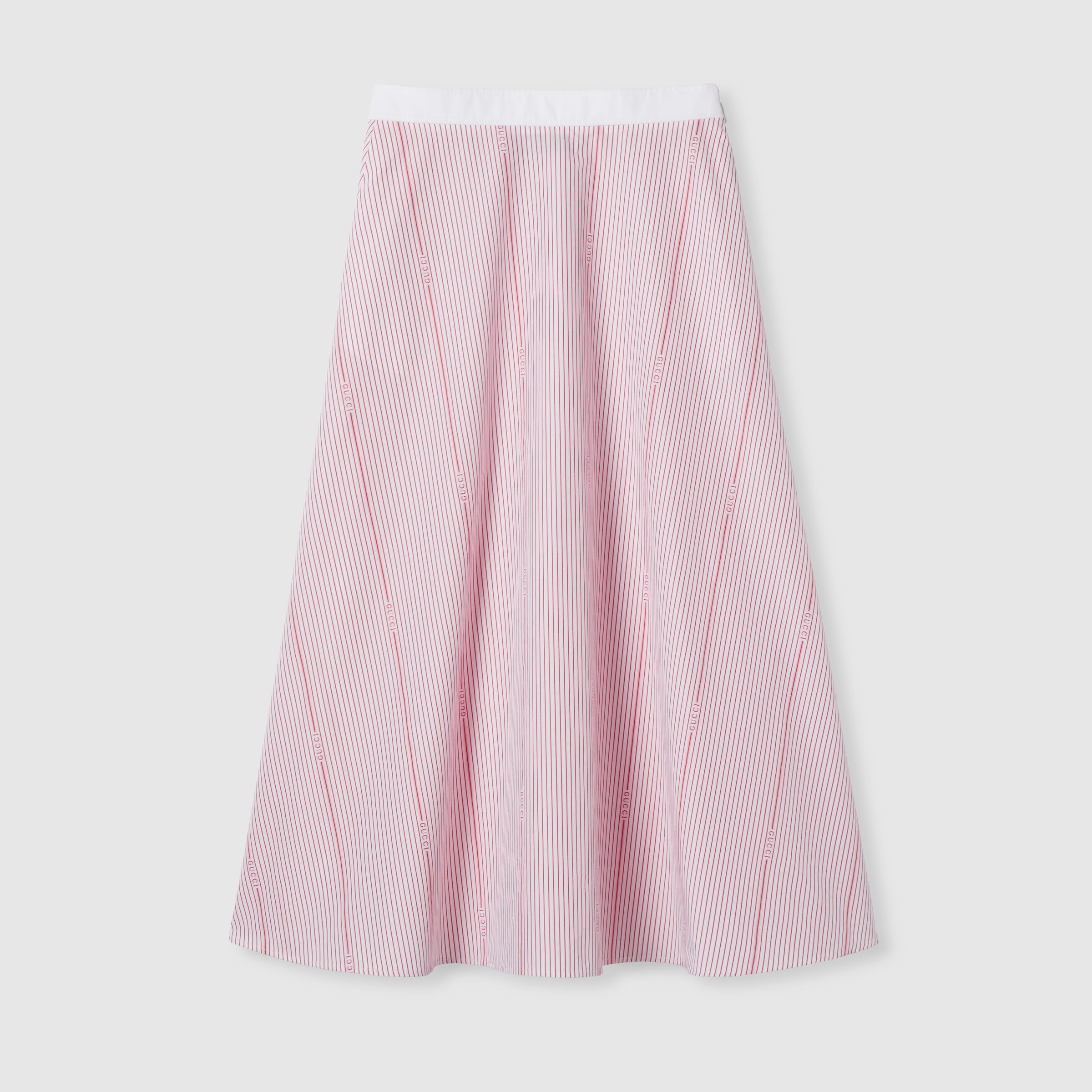 Gucci cotton fil coupé skirt in white and red | GUCCI® US