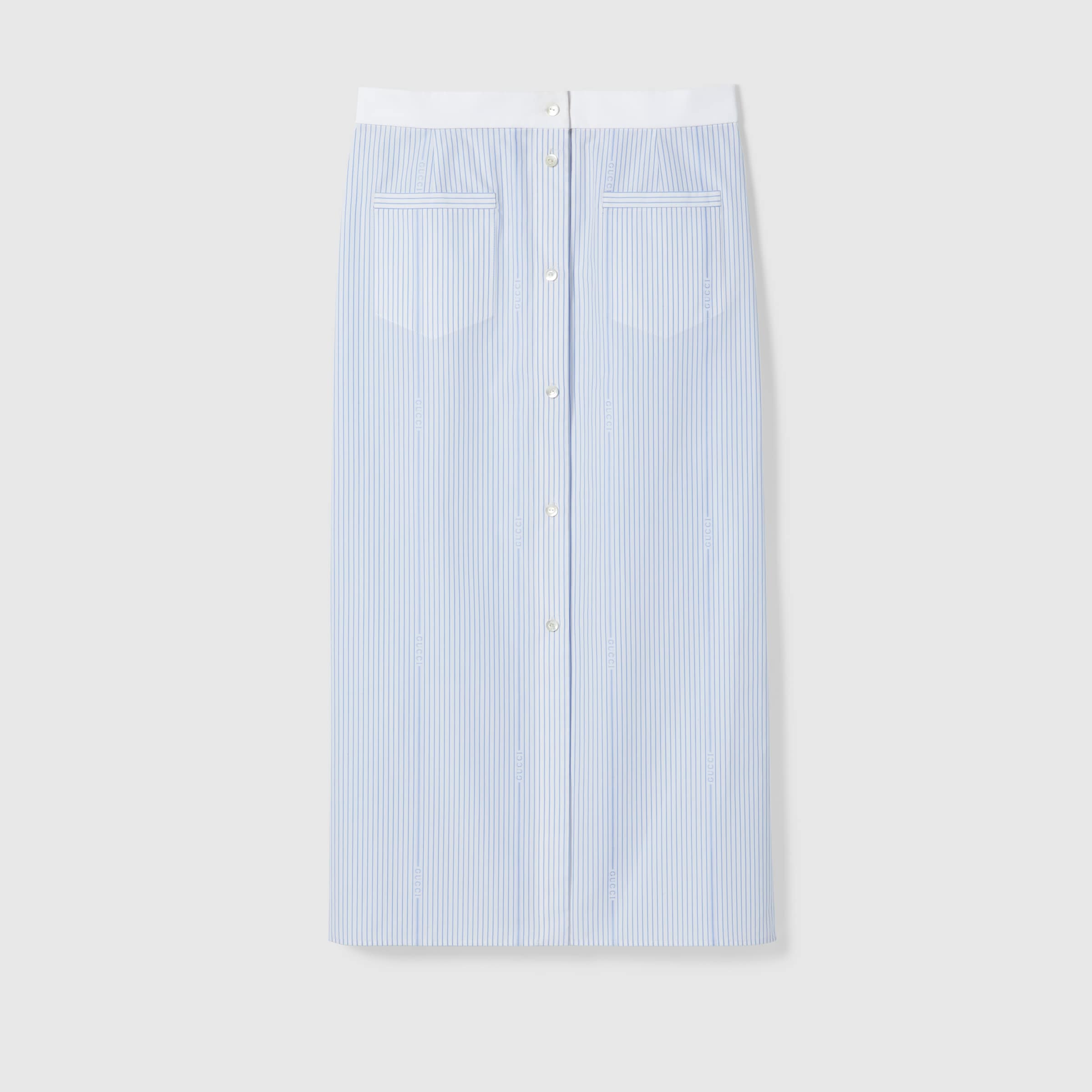 Gucci cotton fil coupé skirt in white and light blue | GUCCI® US