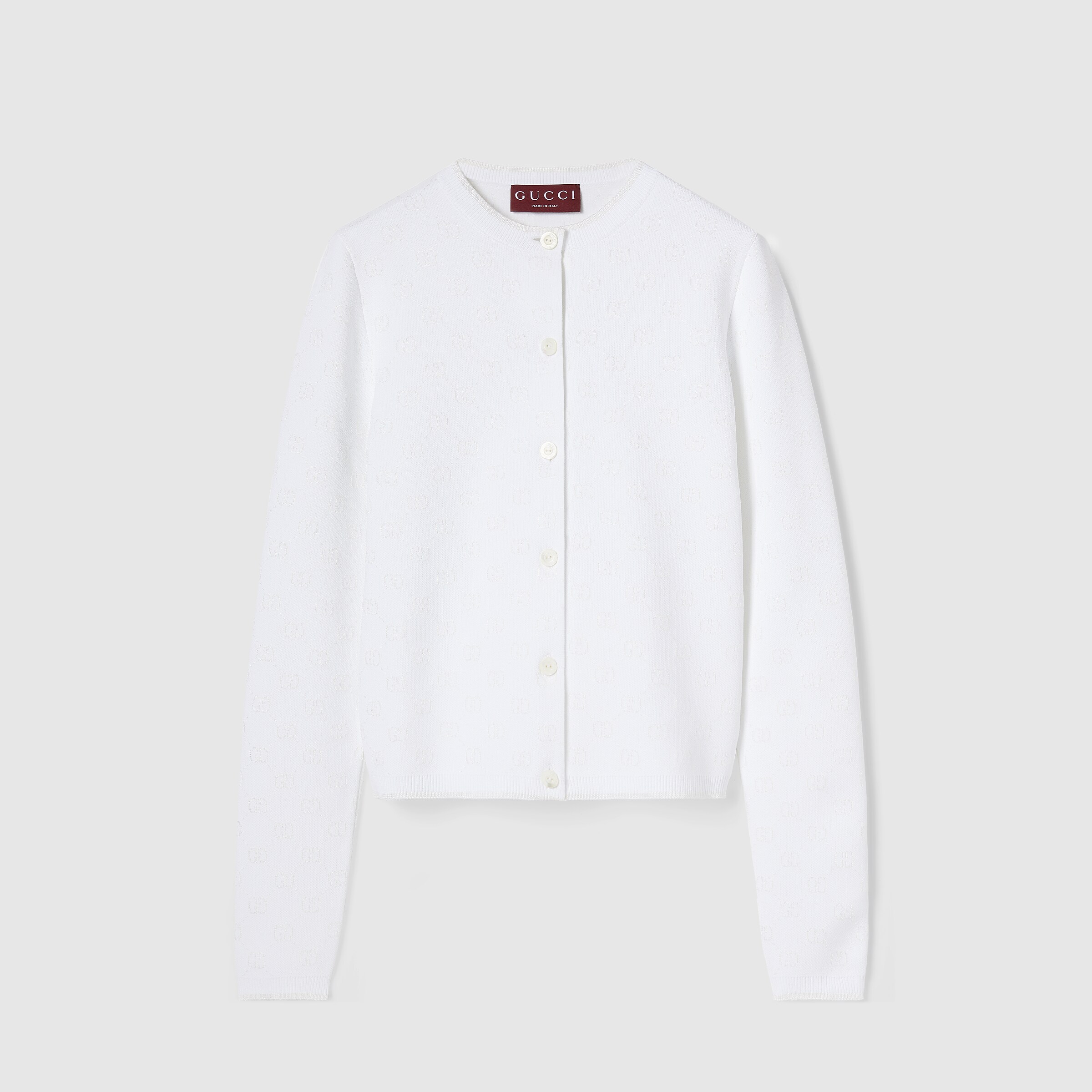 ストレッチ GGヴィスコースジャカード カーディガン ・ホワイト