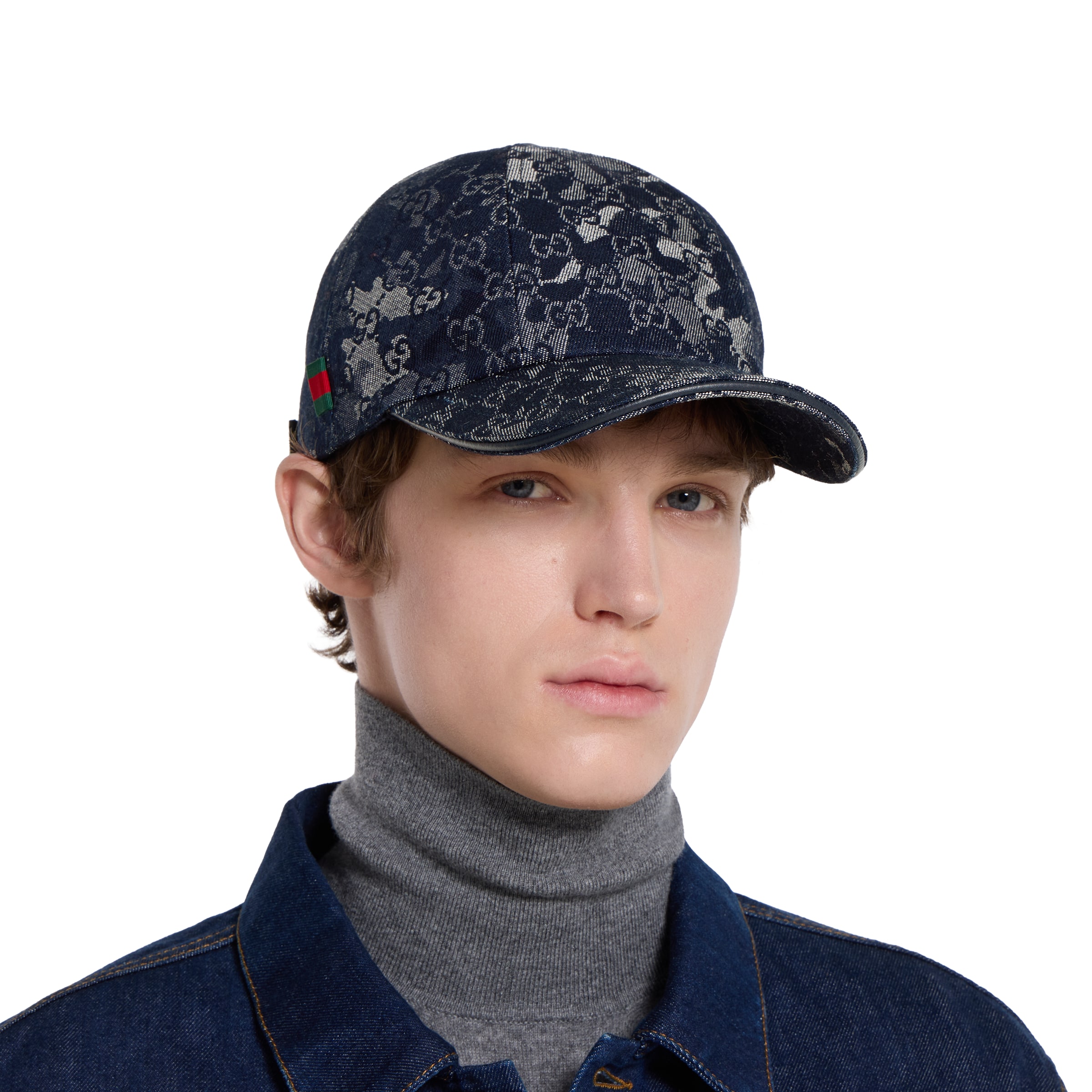 GG denim baseball hat with Web in dark blue | GUCCI® US