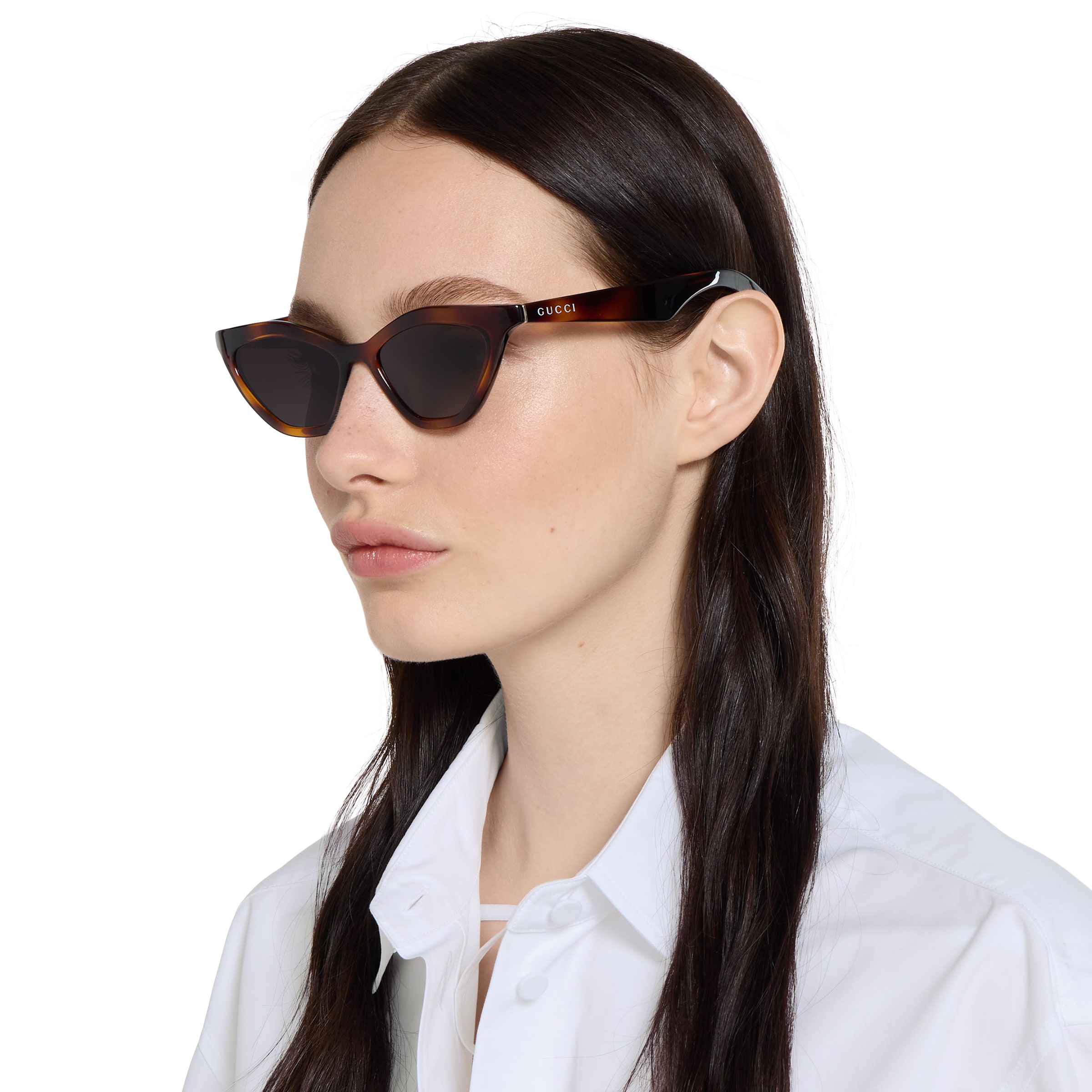 Cat eye sunglasses in light brown tortoiseshell | GUCCI® CA