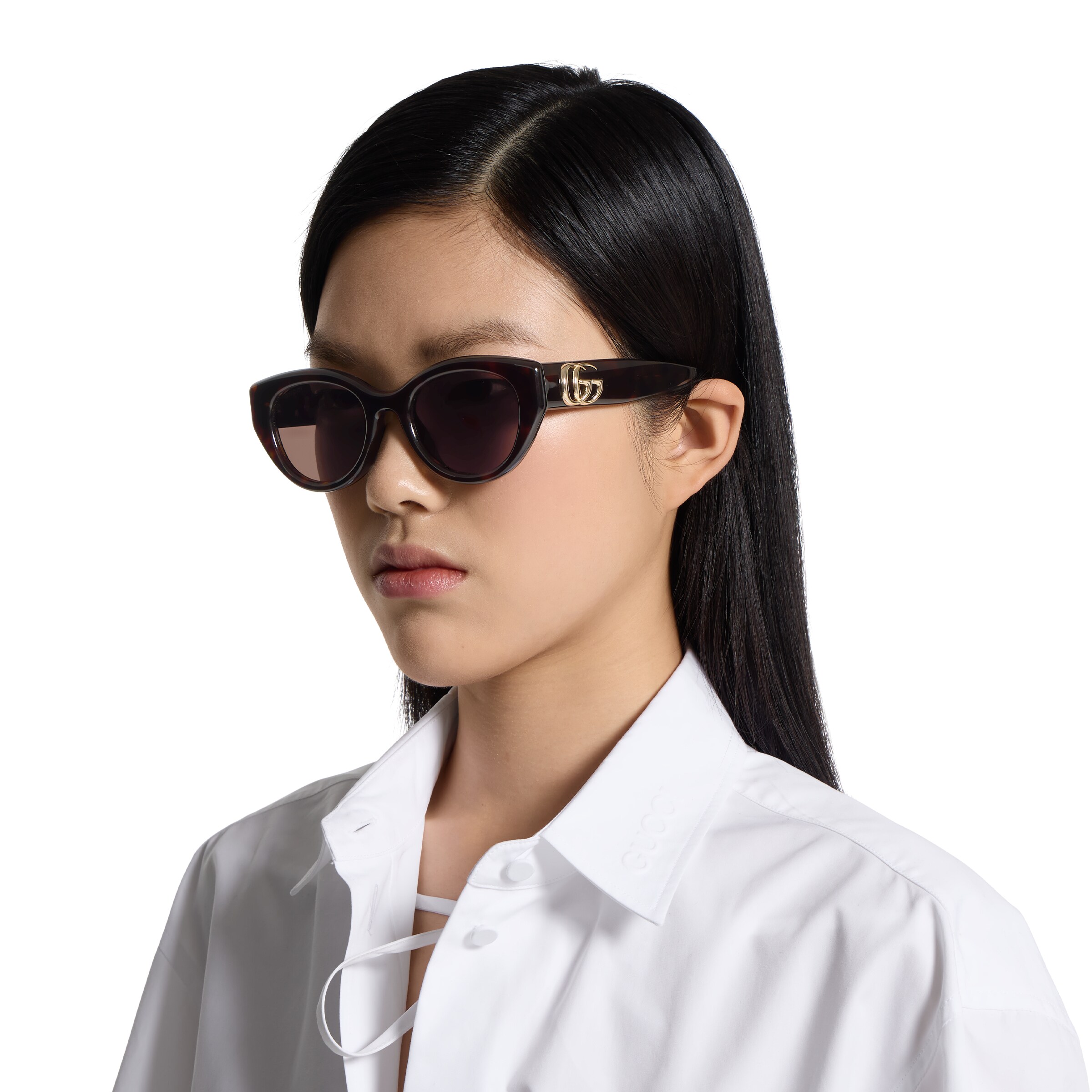 オーバルフレーム サングラス ・ダークブラウン トータスシェル