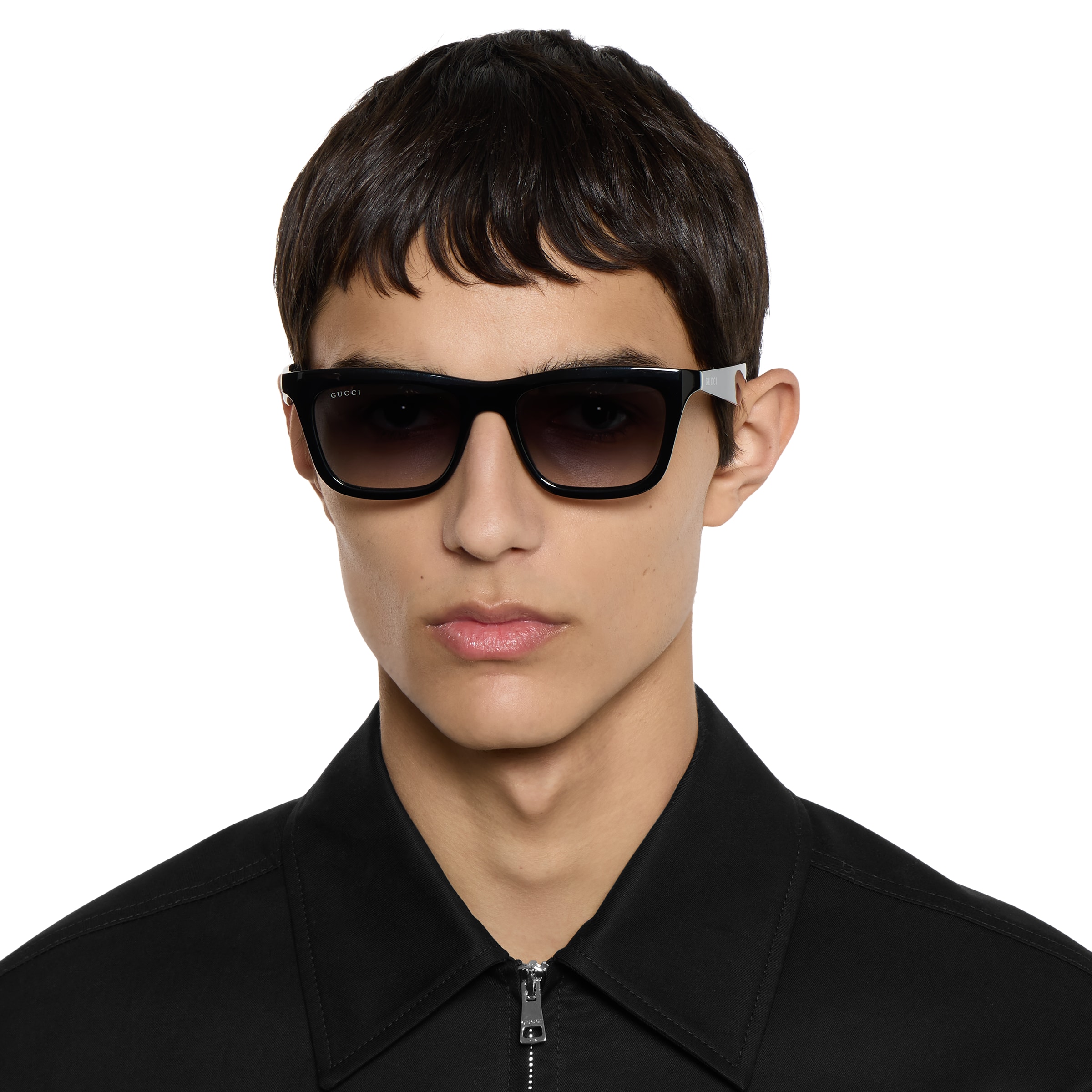 Rectangular frame sunglasses in black | GUCCI® US