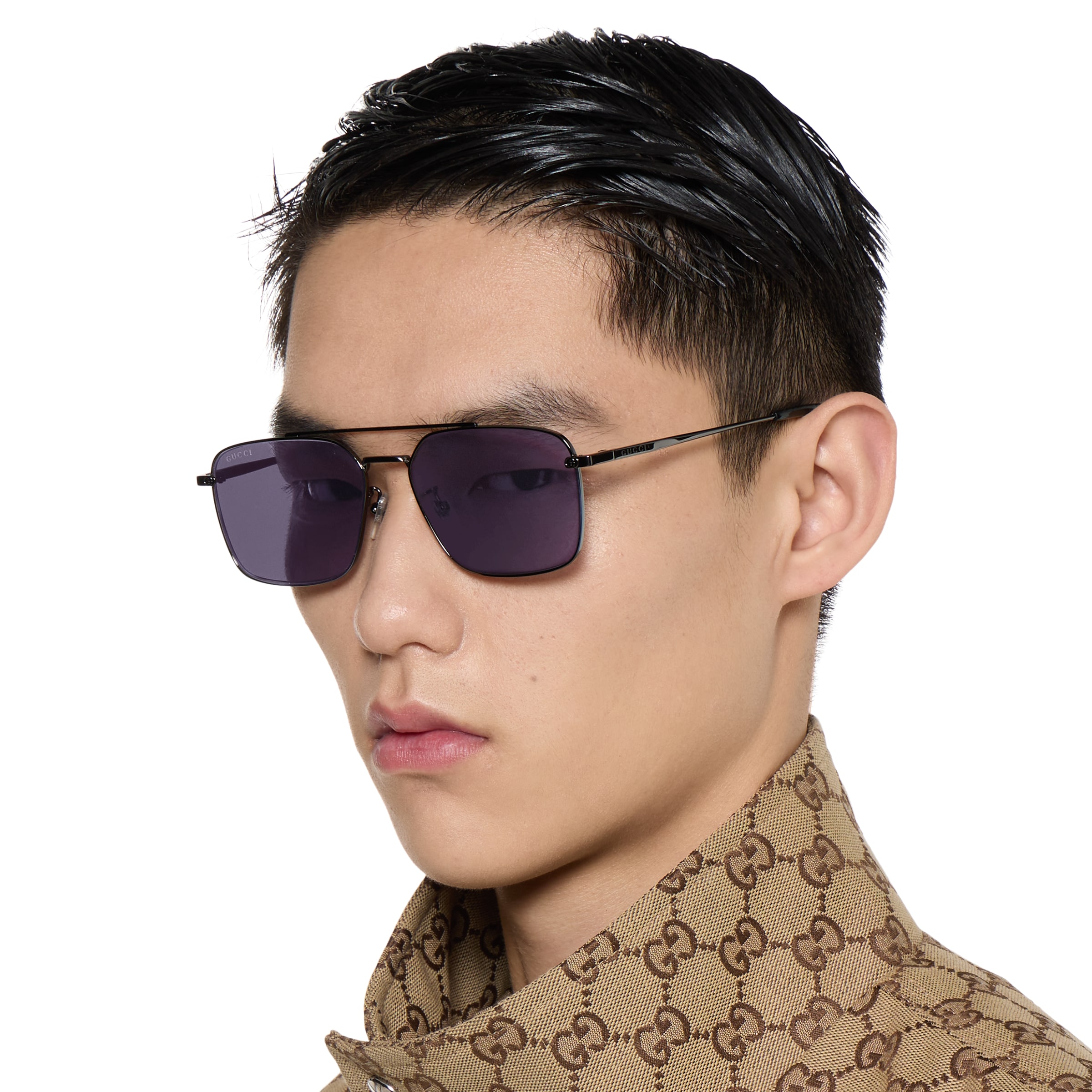 Specialized fit rectangular sunglasses in dark ruthenium | GUCCI® US