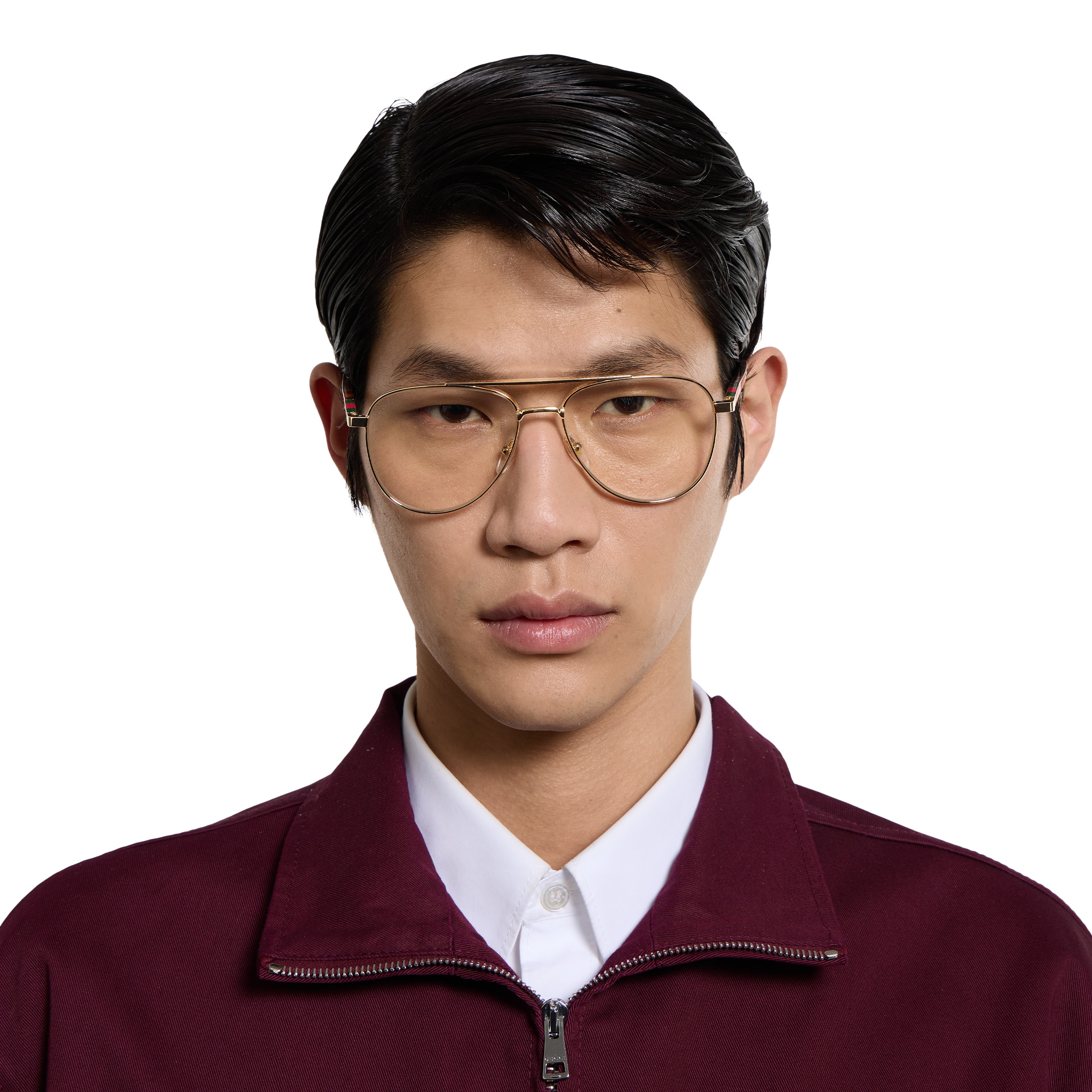 Aviator frame sunglasses in light gold | GUCCI® US