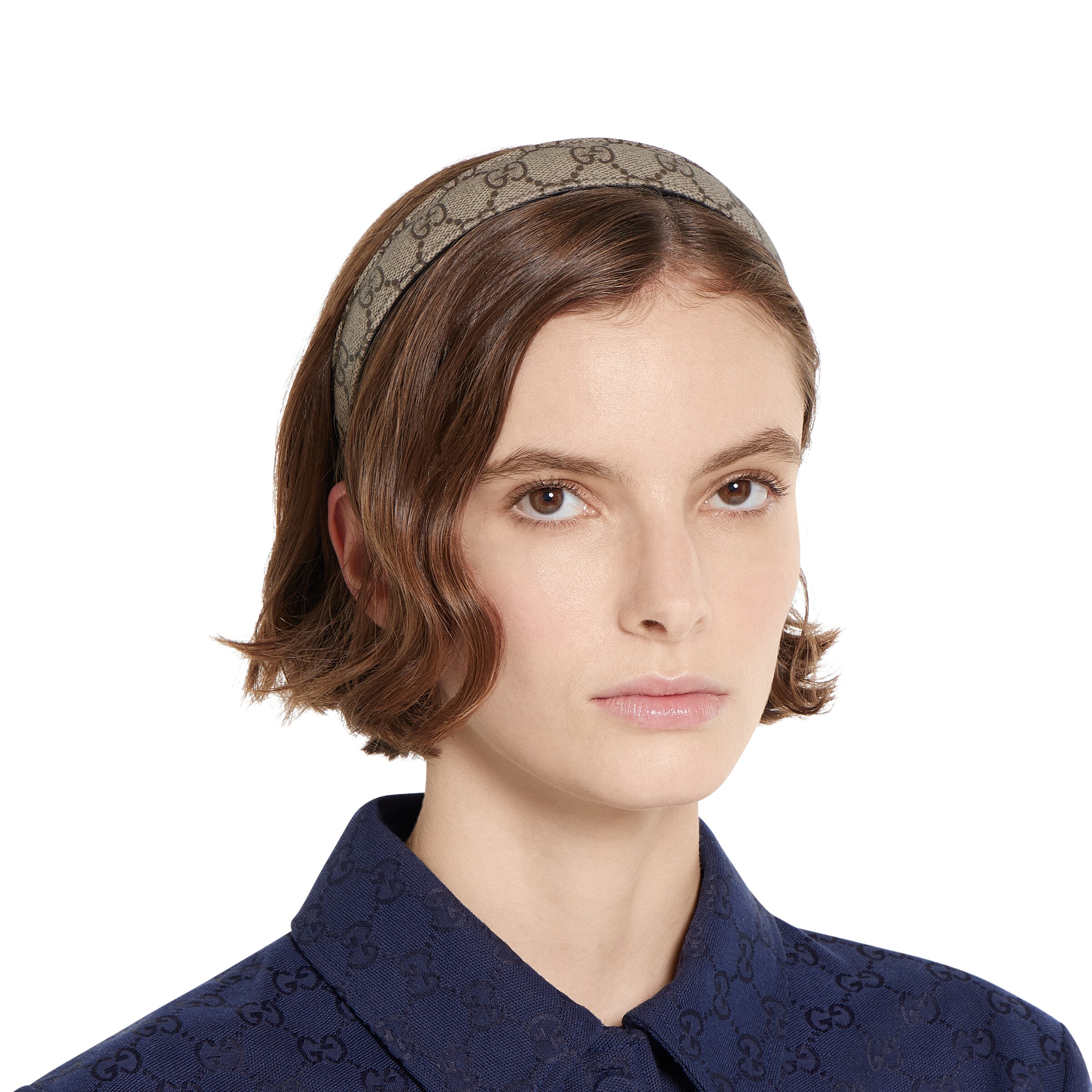 GGファブリック ヘアバンド ・ベージュ＆ダークブラウン | GUCCI公式