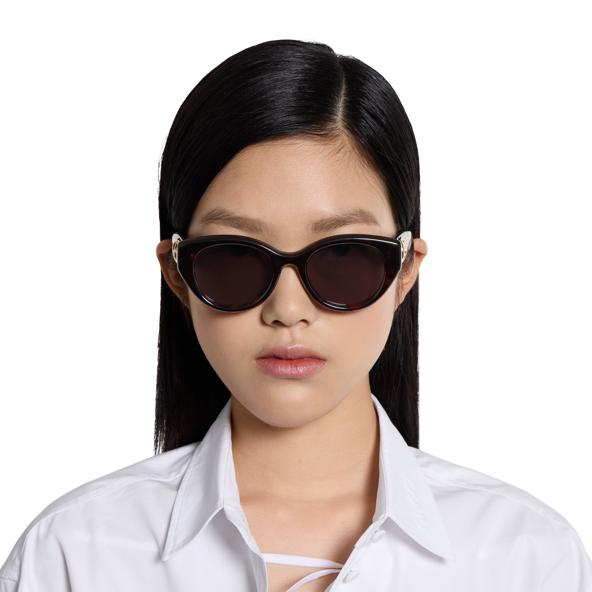 オーバルフレーム サングラス ・ダークブラウン トータスシェル