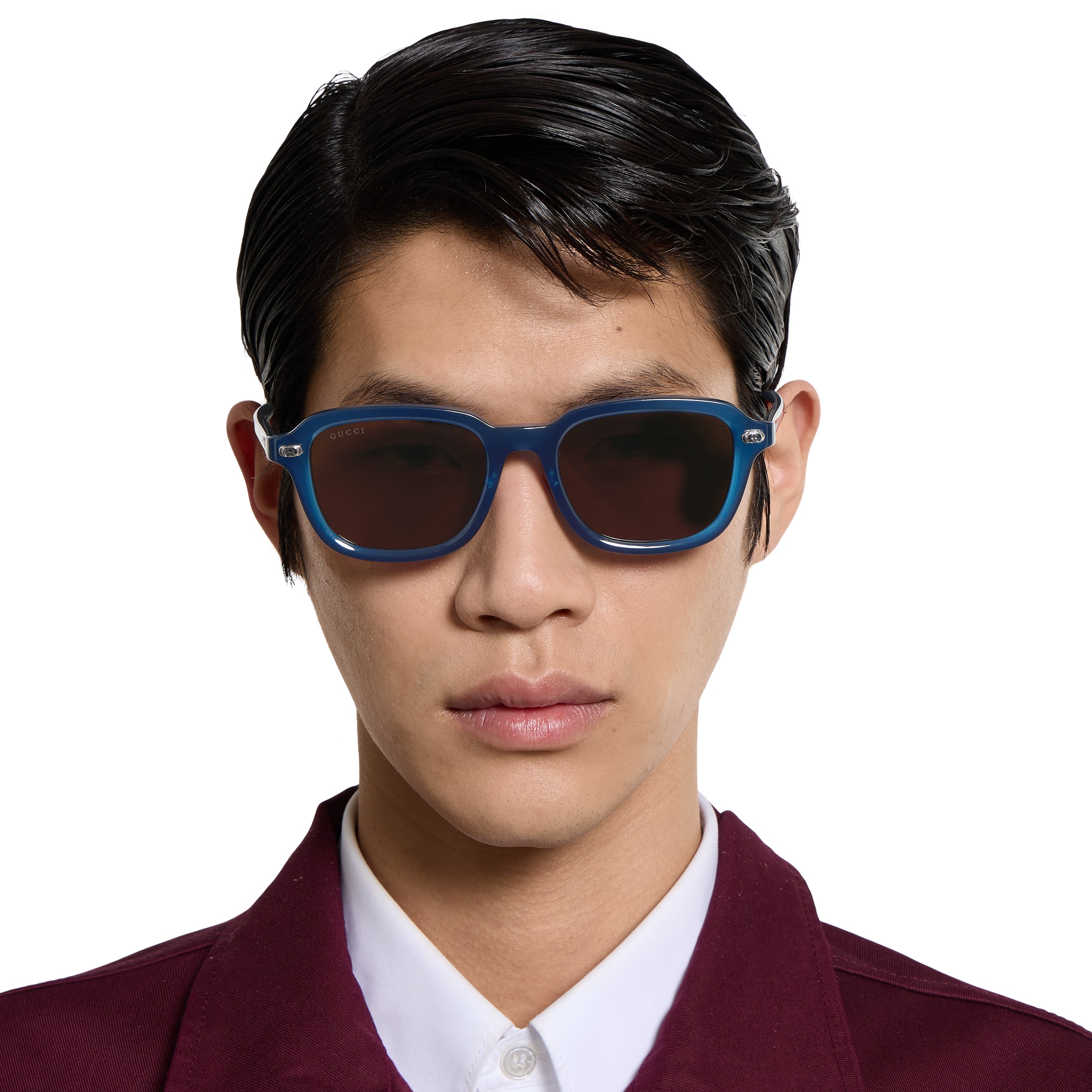 Low nose bridge fit sunglasses in transparent blue | GUCCI® SG Low nose bridge fit sunglasses in transparent blue | GUCCI® SG