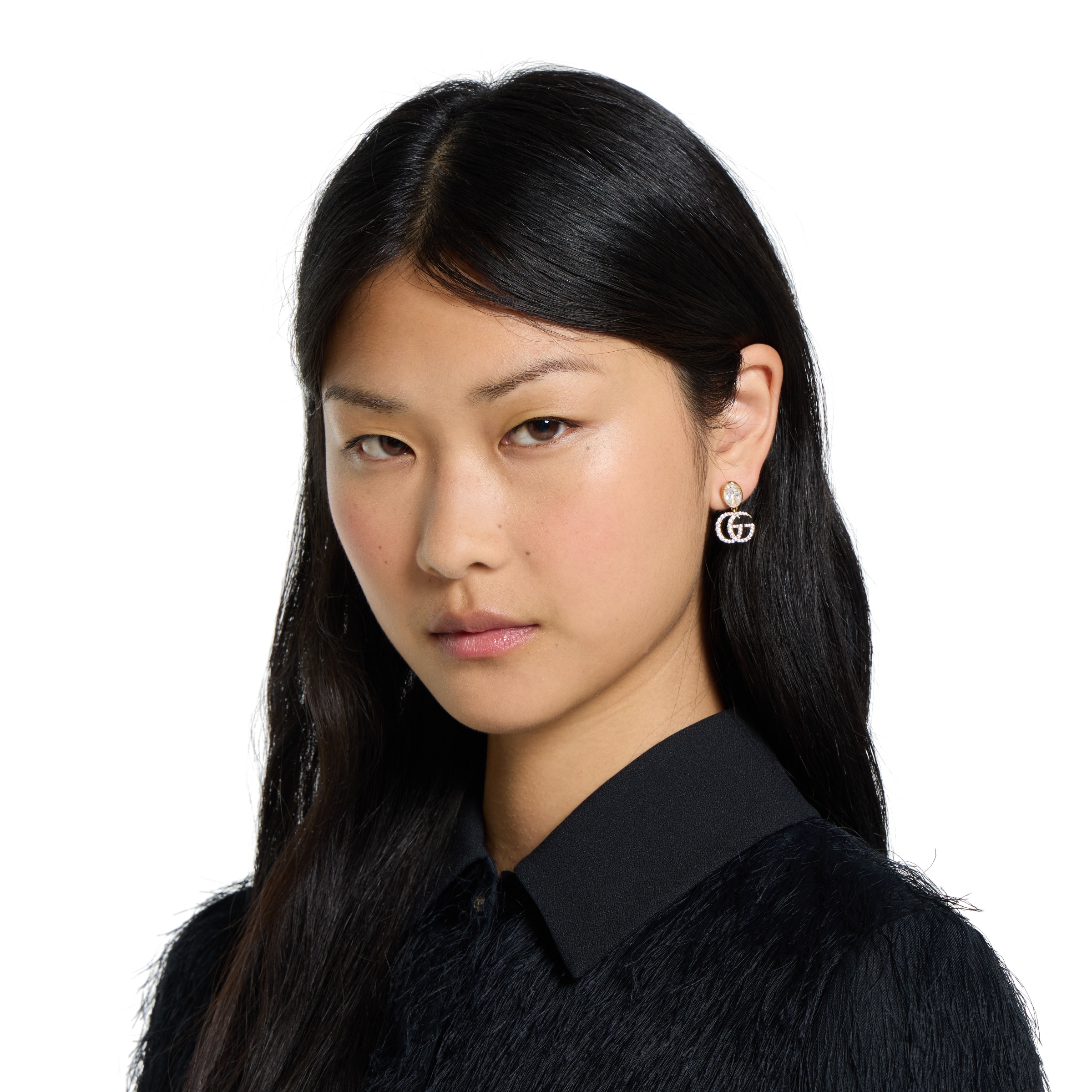 ダブルG クリスタル ピアス ・ゴールドトーン ブラス | GUCCI公式