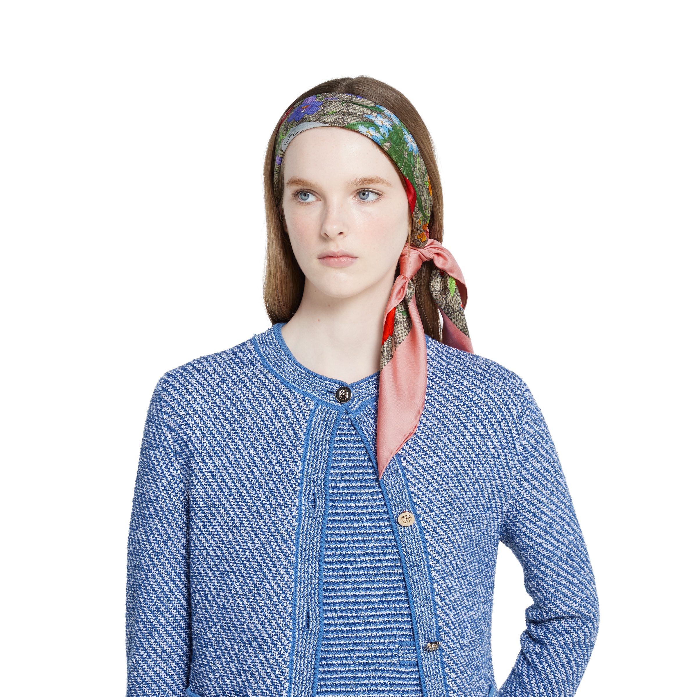 グッチ GGフローラ プリント シルク スカーフピンク | GUCCI® JP