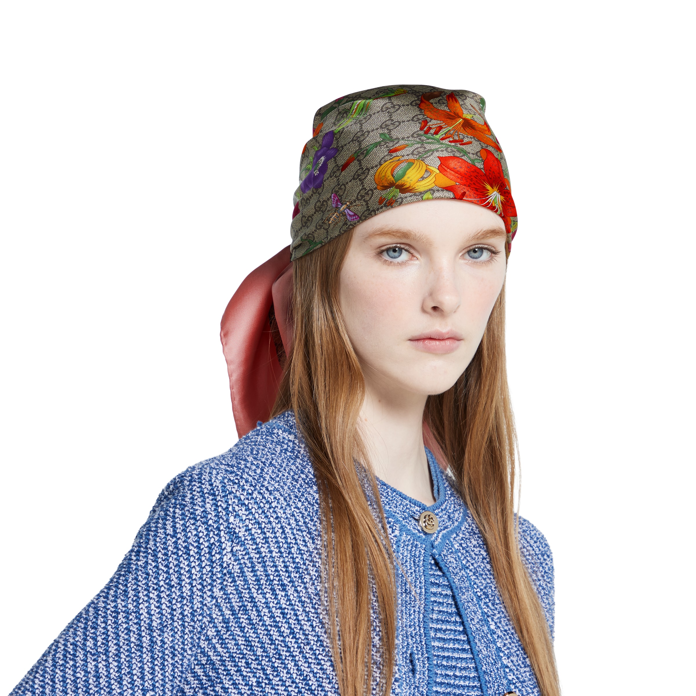 グッチ GGフローラ プリント シルク スカーフピンク | GUCCI® JP