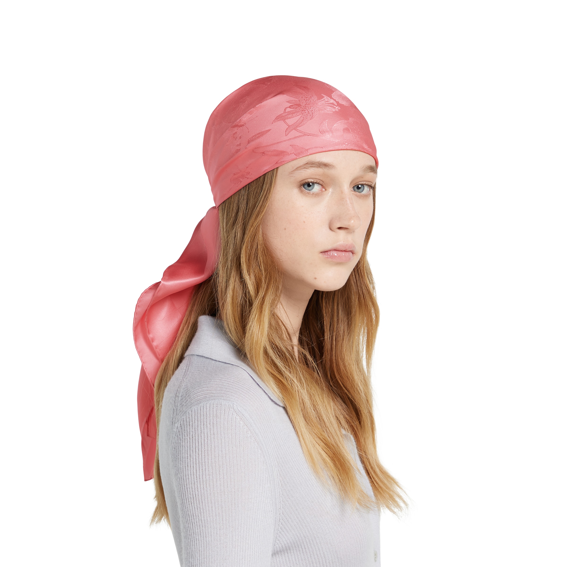 90 x 90 プロジェクト プリント シルクスカーフ ・ダークピンク