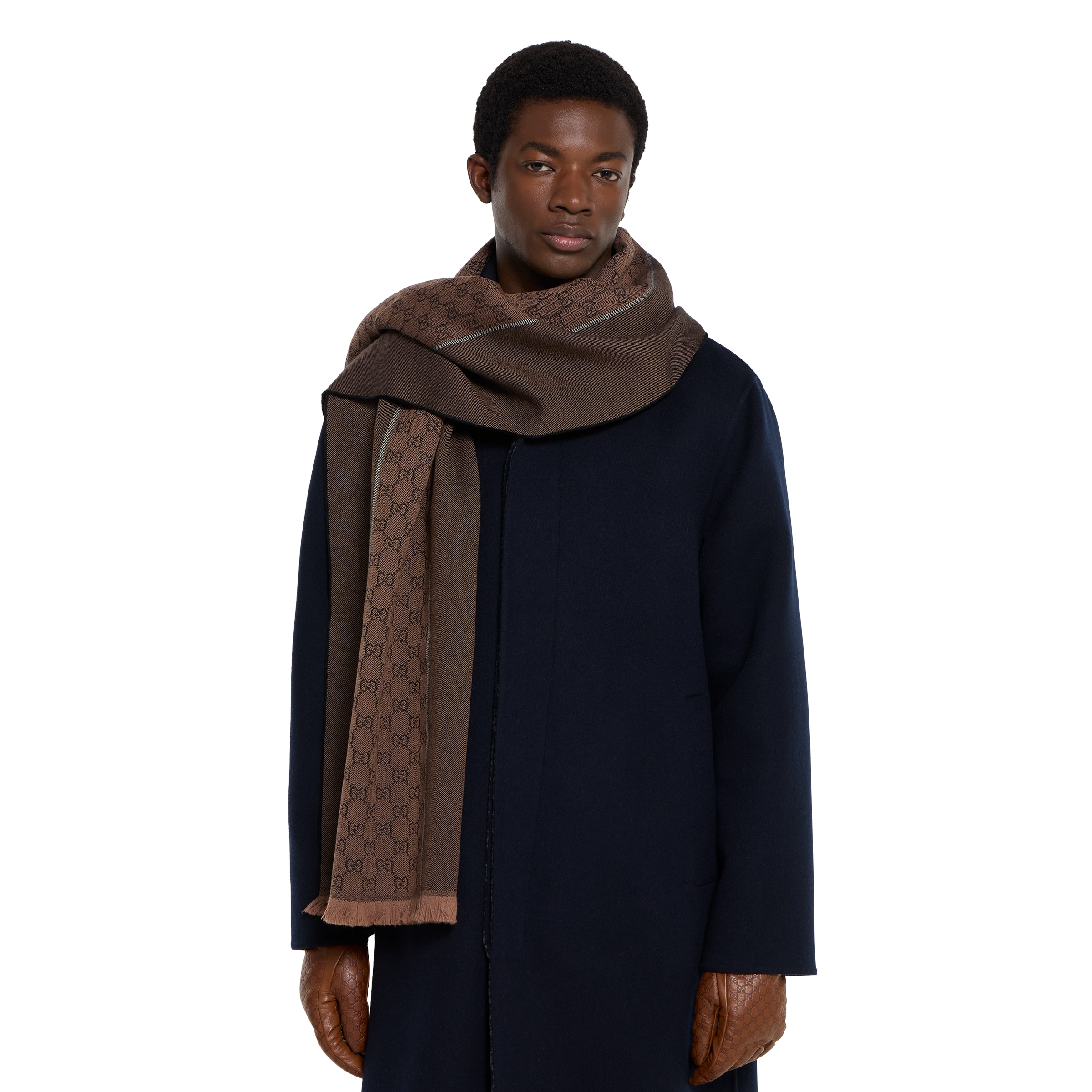 GG ウールジャカード スカーフ ・ブラウン | GUCCI公式