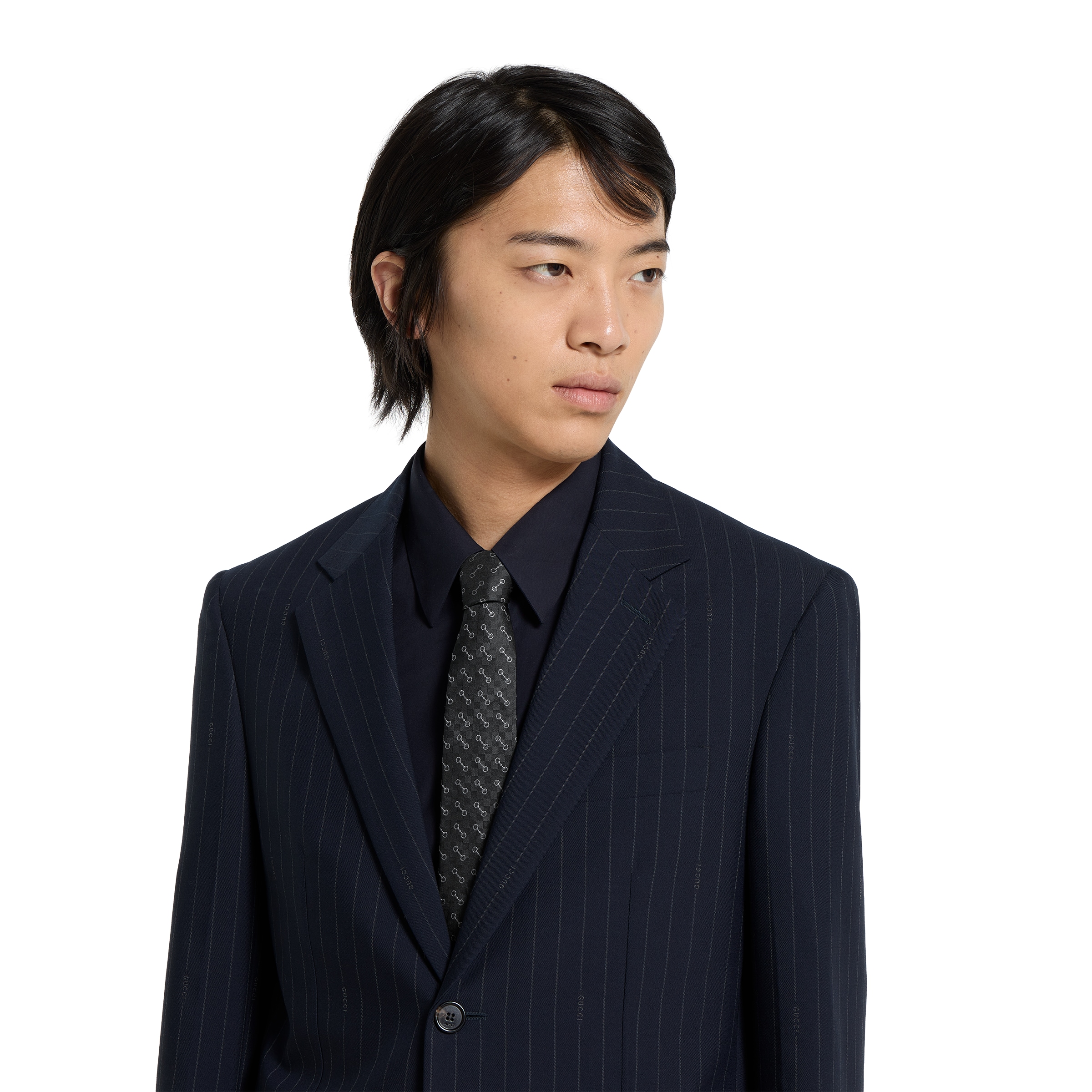 新品未使用 定価36300 gucci ホースビット シルクジャカード ネクタイ ホースビット シルクジャカード ネクタイ ・ブラック&ホワイト