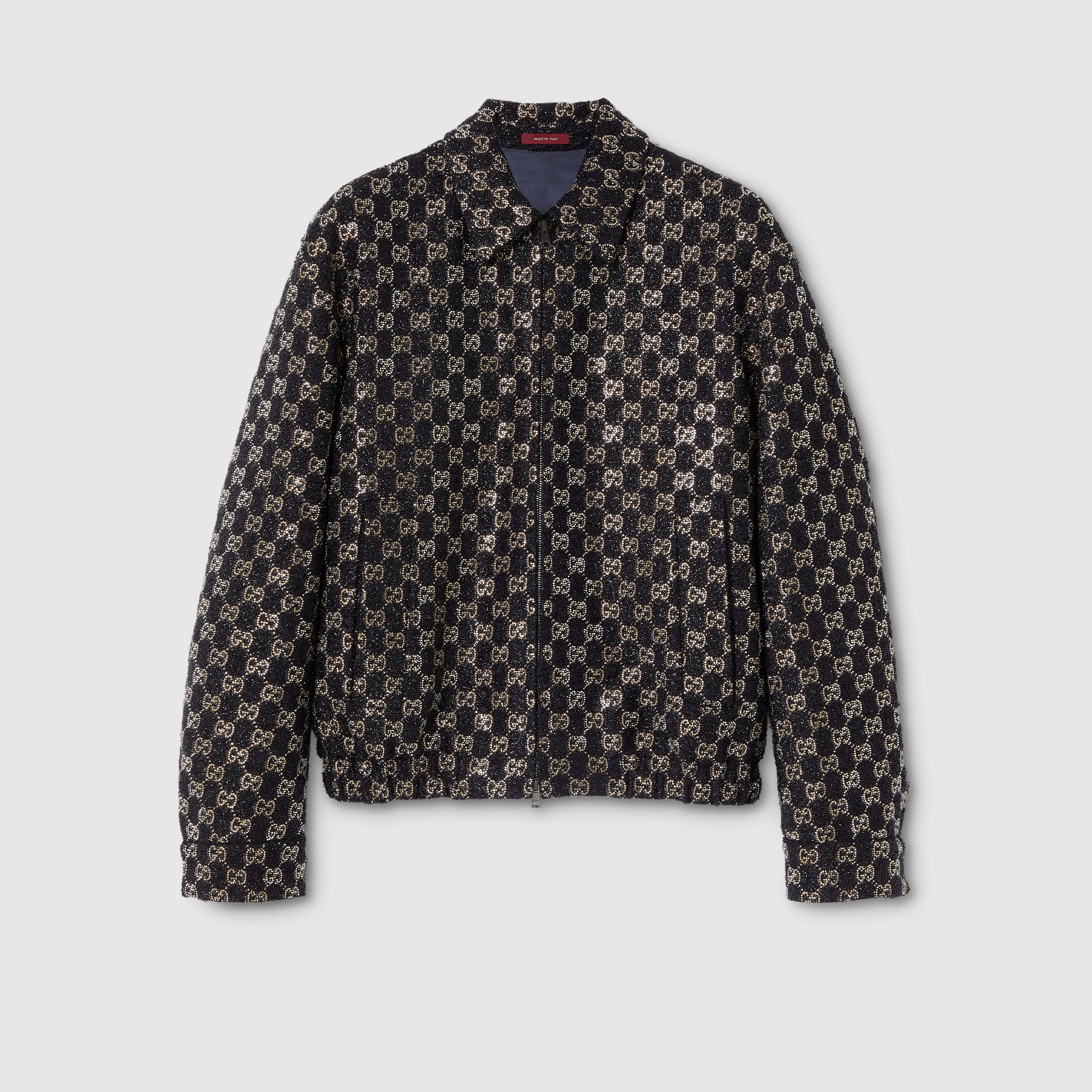 グッチ　ジャケット Embroidered wool tweed lamé jacket in navy | GUCCI® US