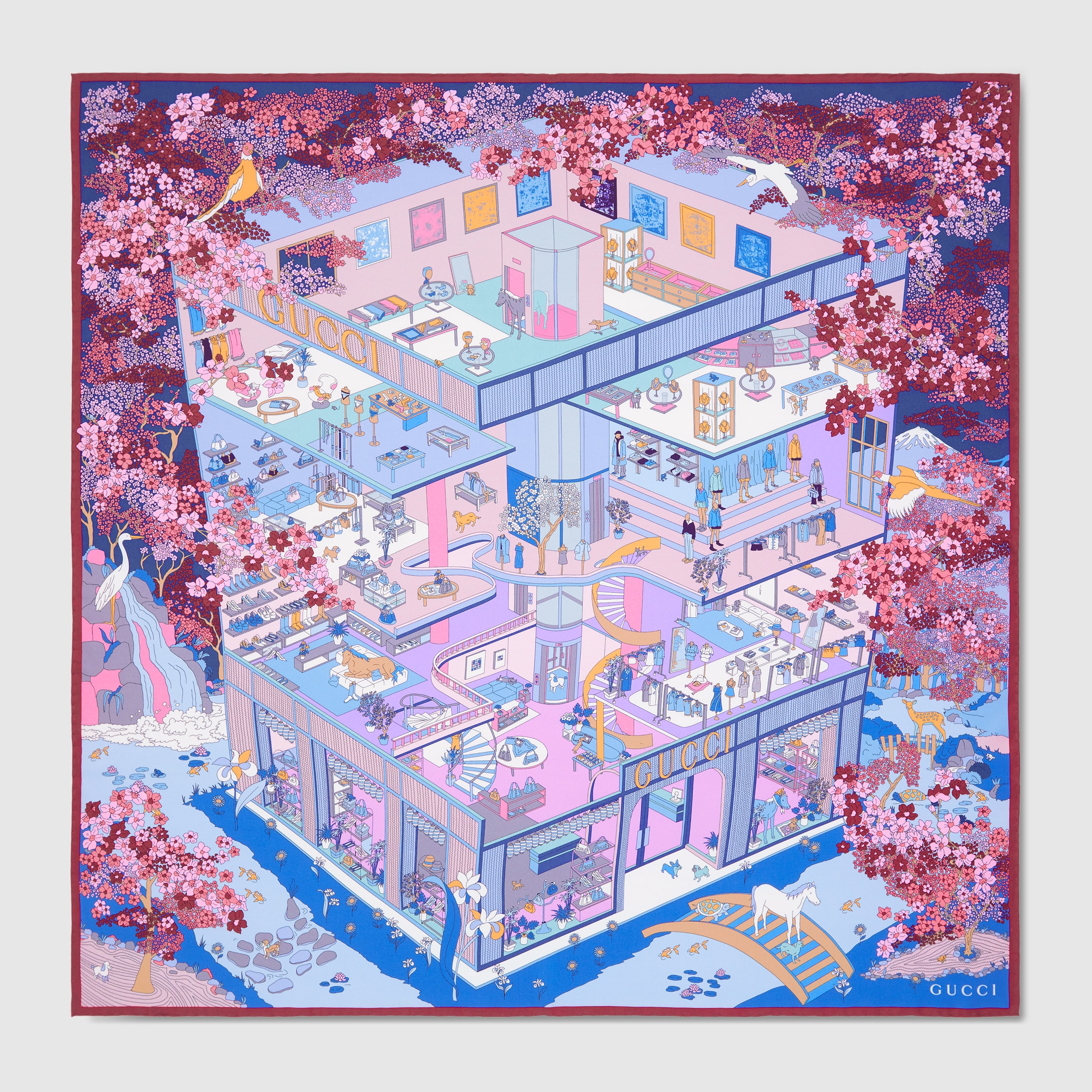 プリント シルクツイル スカーフ ・マルチカラー | GUCCI公式