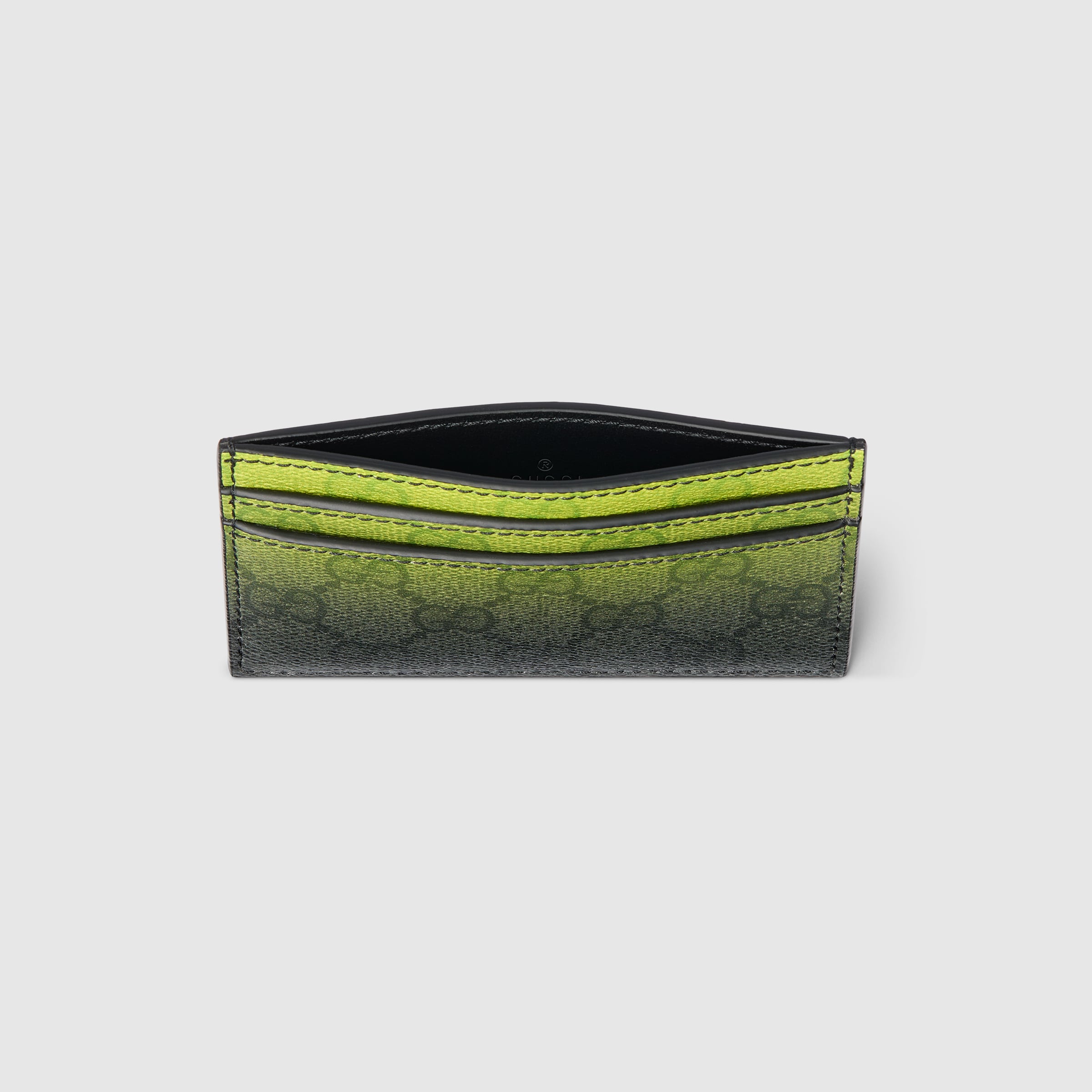 Gucci Chroma card case in lime and black fabric | GUCCI® US