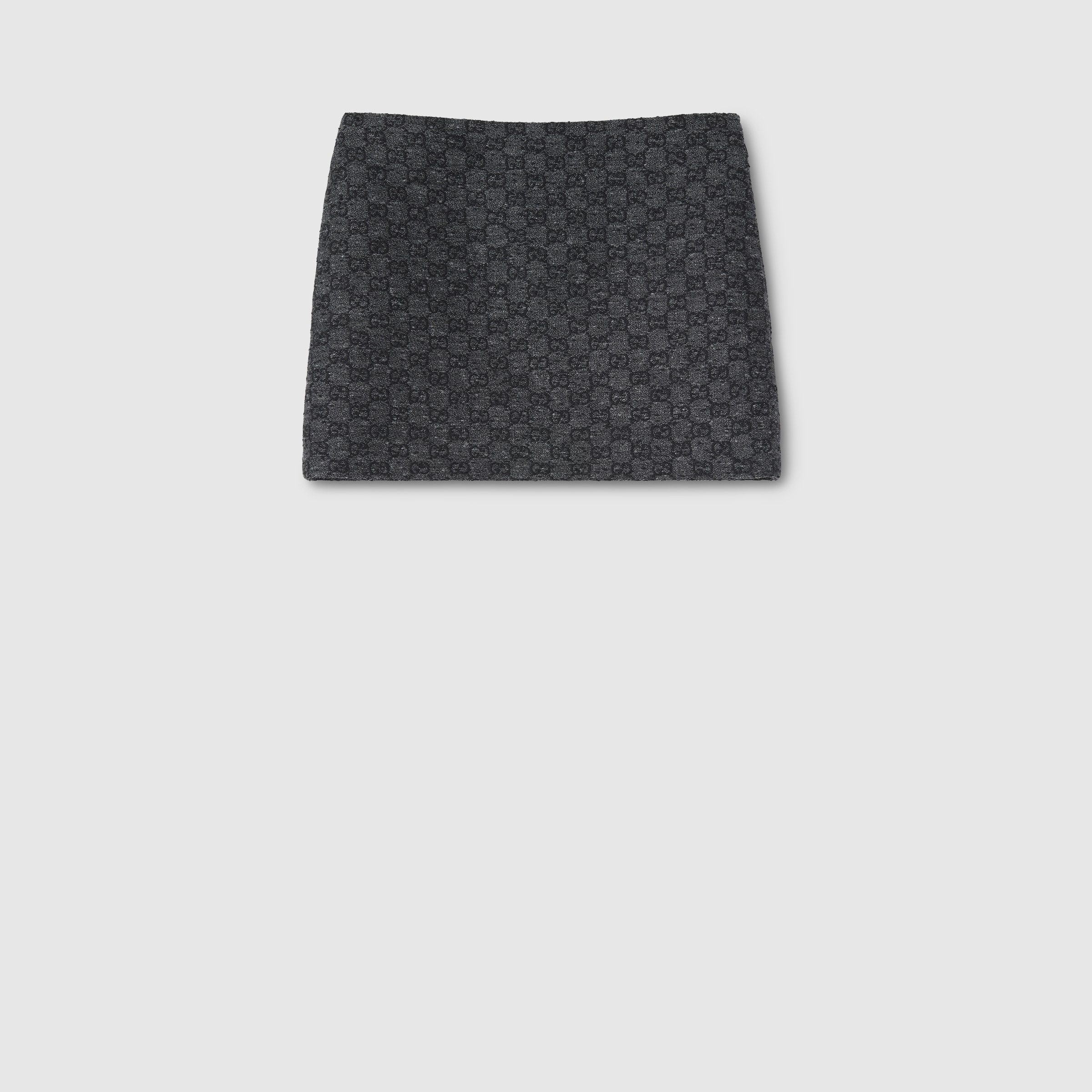 GG boutonné wool tweed skirt in dark grey and black | GUCCI® US 