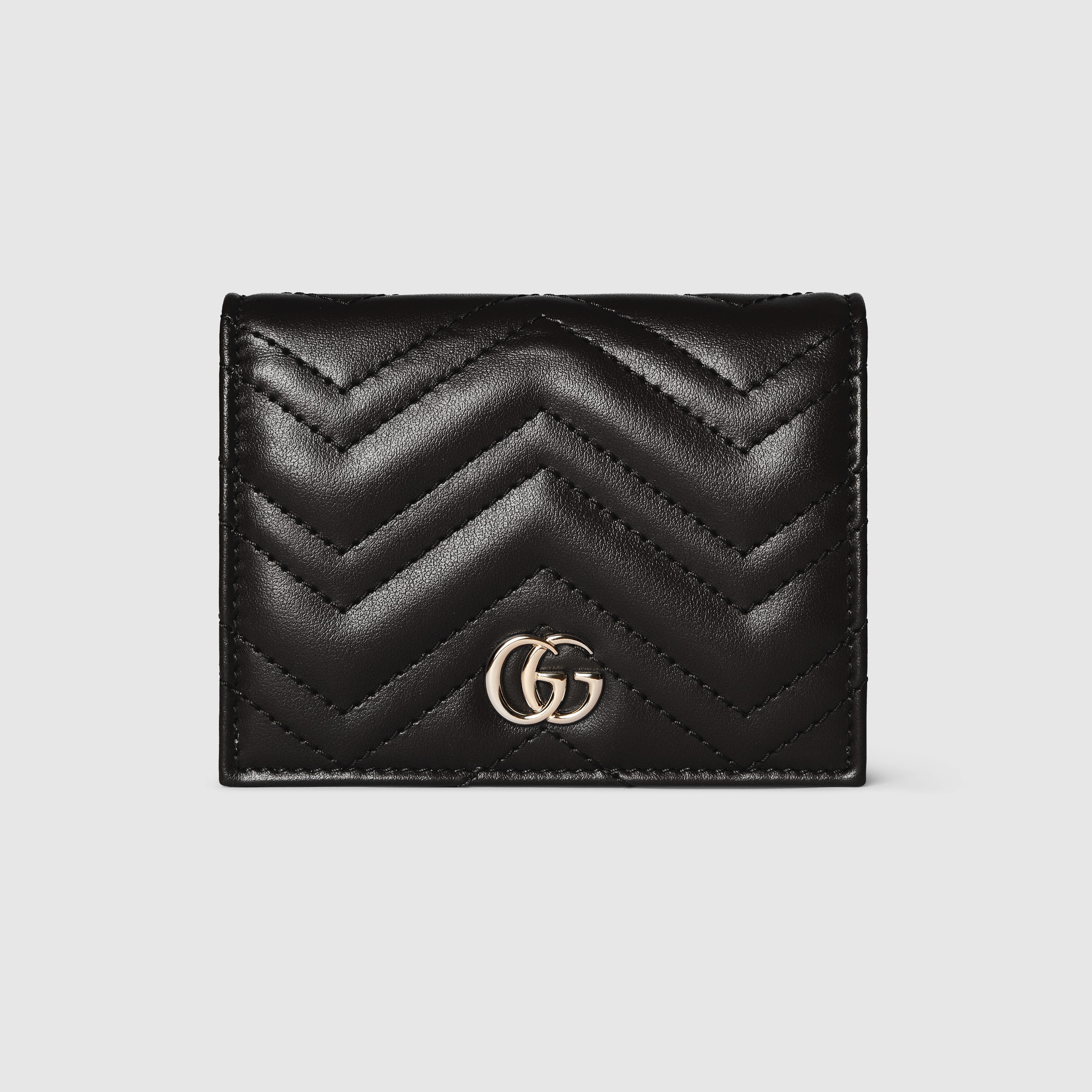 GUCCI ミニ財布 ダブルG ブラック ダブルG ミニウォレット (コイン＆紙幣入れ付き） ・ブラック レザー