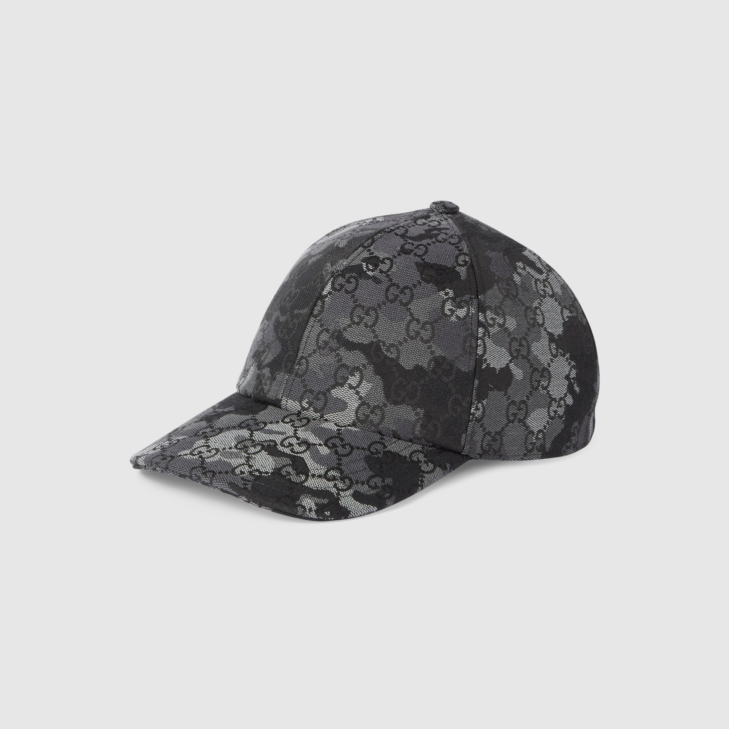 GG marbled canvas baseball hat in black and grey | GUCCI® US