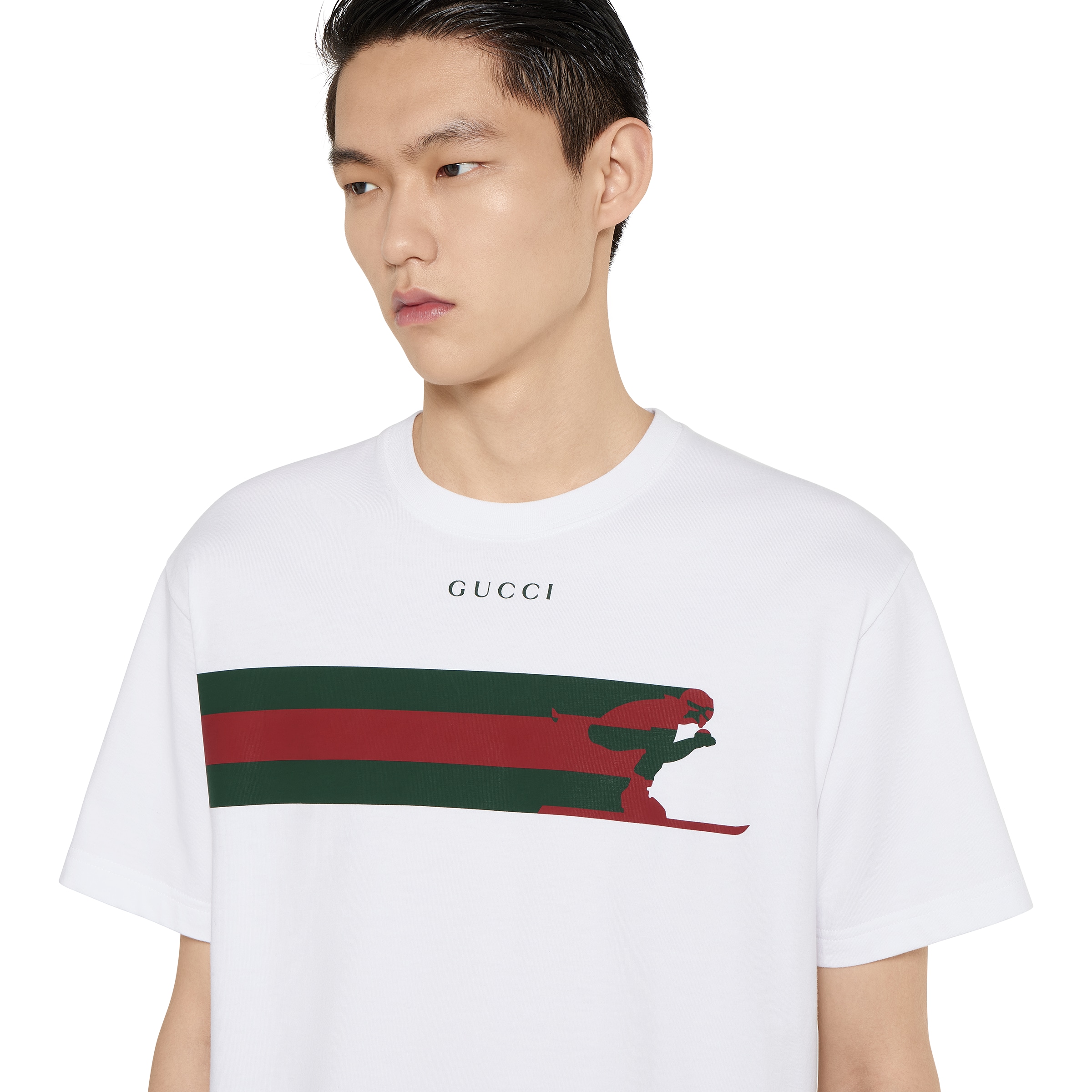 Cotton jersey T-shirt with print in white | GUCCI® US