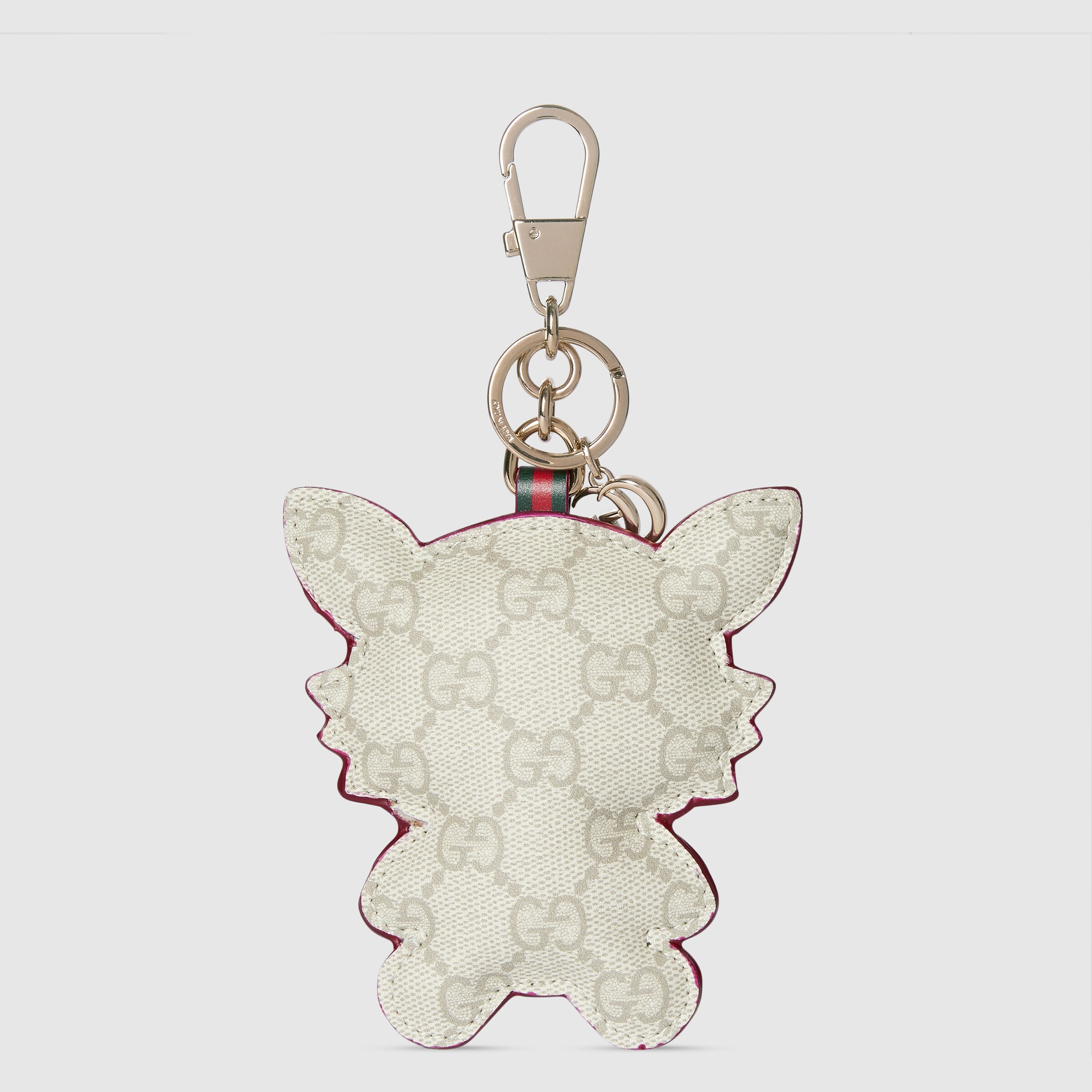 Gucci Besties〕キーチェーン ・ホワイト＆グレー GG ファブリック