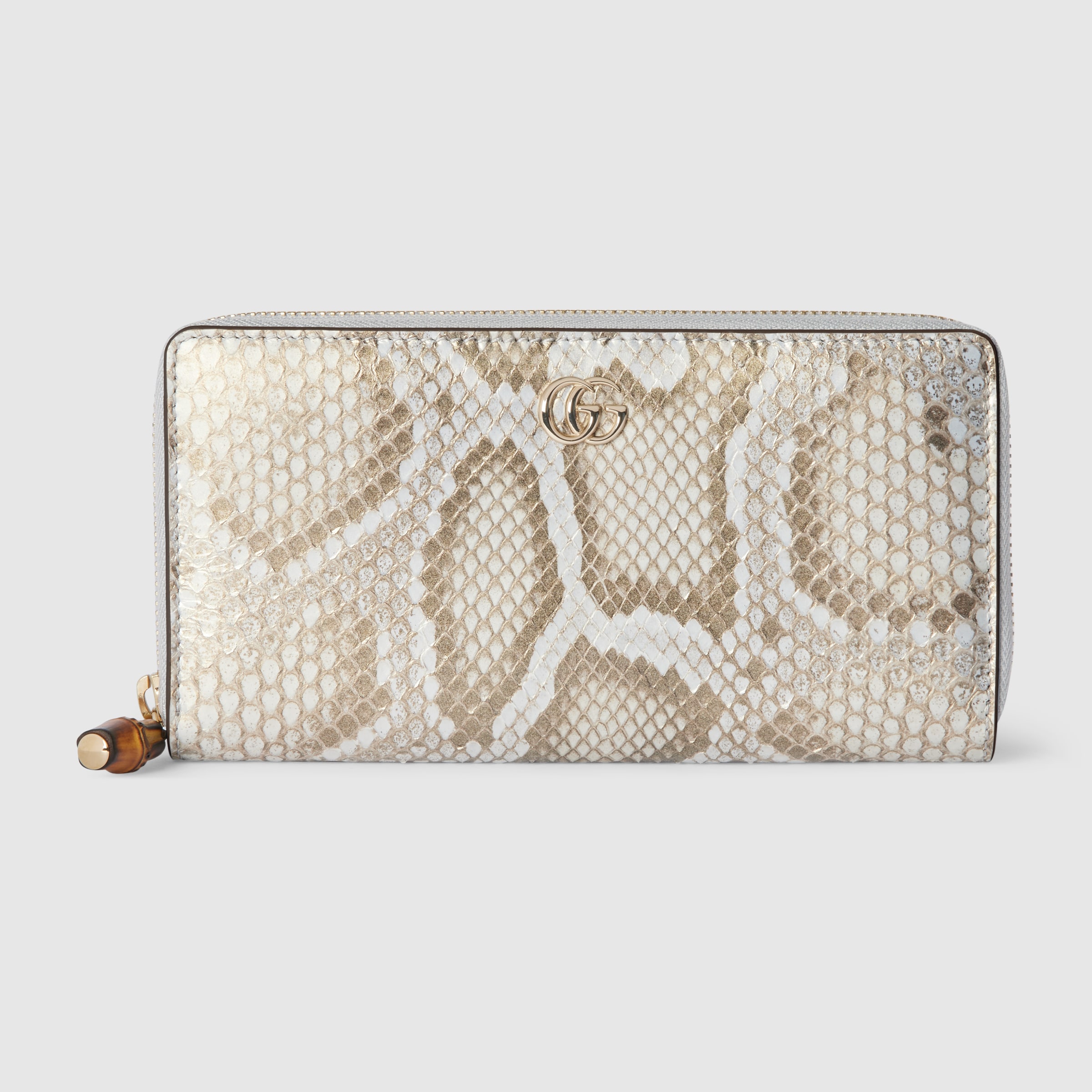 希少✨ GUCCI グッチ 長財布 ラウンドファスナー パイソン柄 バンブー GUCCI グッチ ラウンドファスナー長財布 パイソン ブラウン系