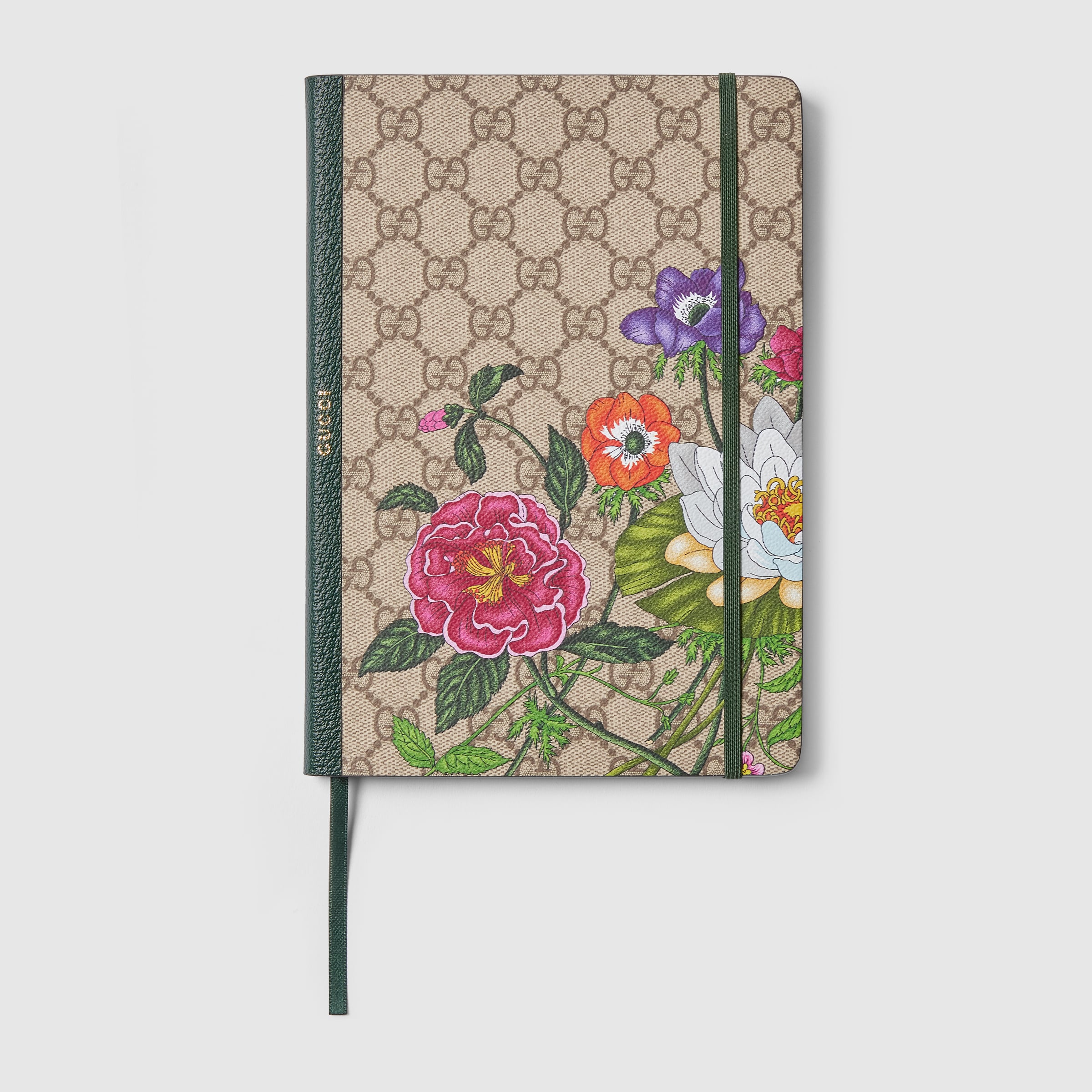 Large GG notebook with print in beige and dark brown | GUCCI® US