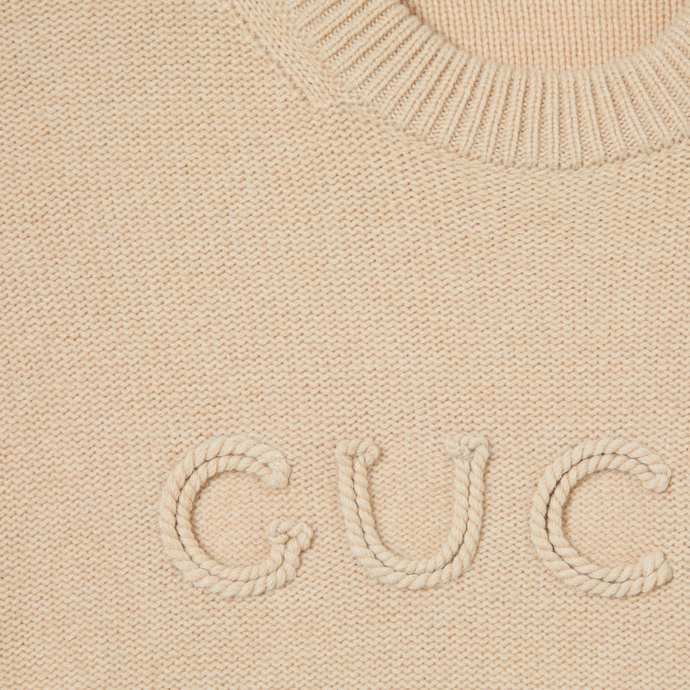 Wool cashmere sweater with embroidery in beige | GUCCI® US