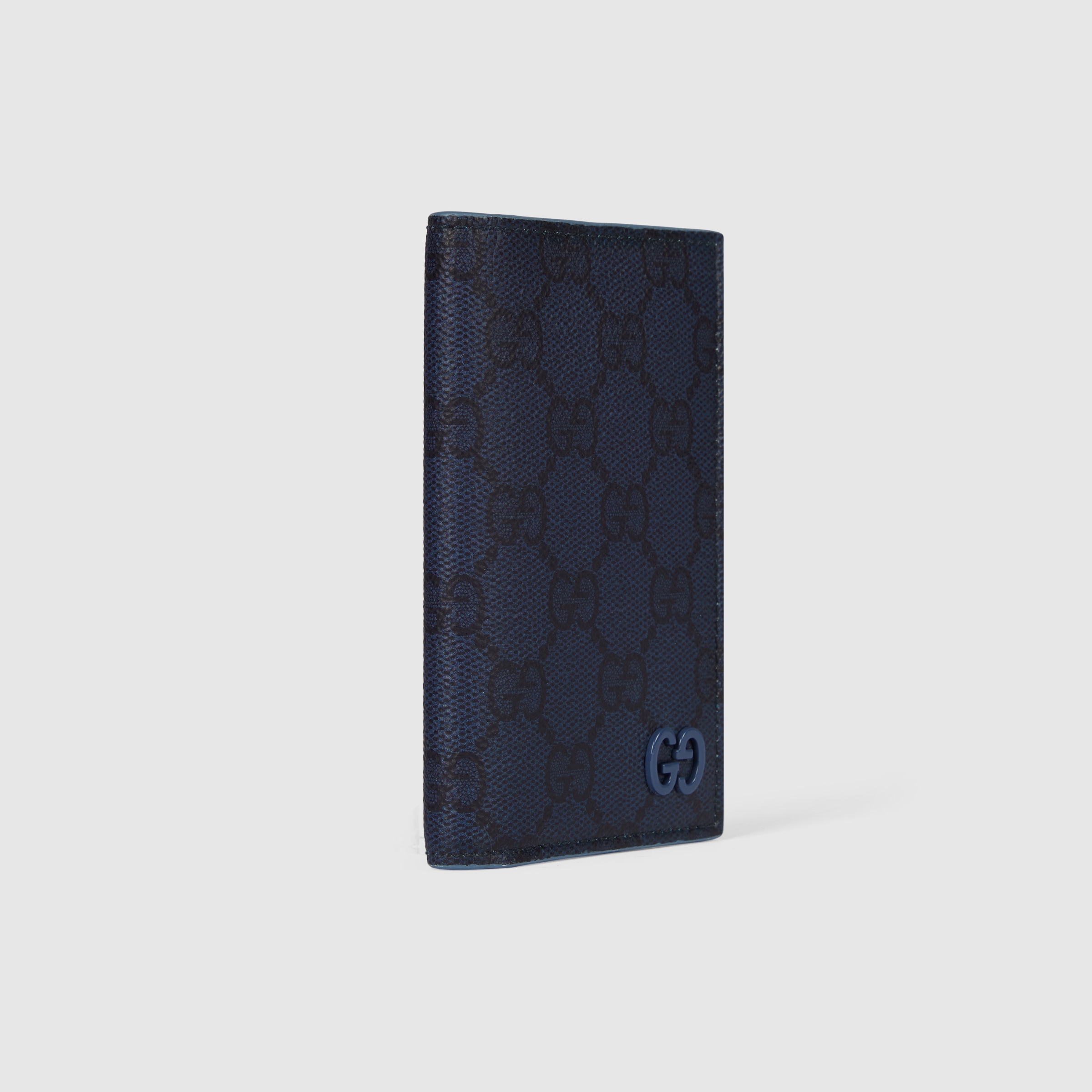 Bordeaux interior GG long card case in dark blue GG Supreme