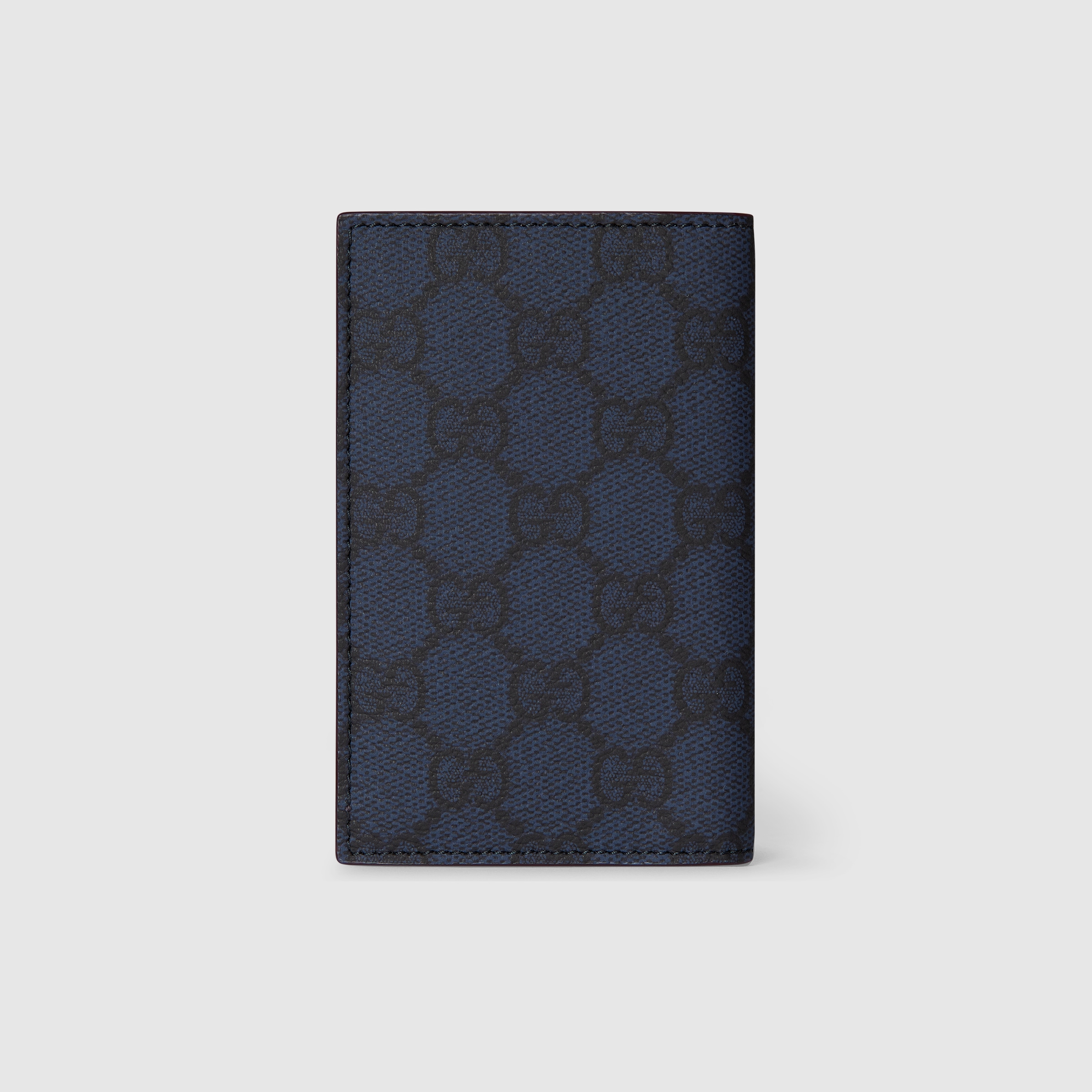 Bordeaux interior GG long card case in dark blue GG Supreme