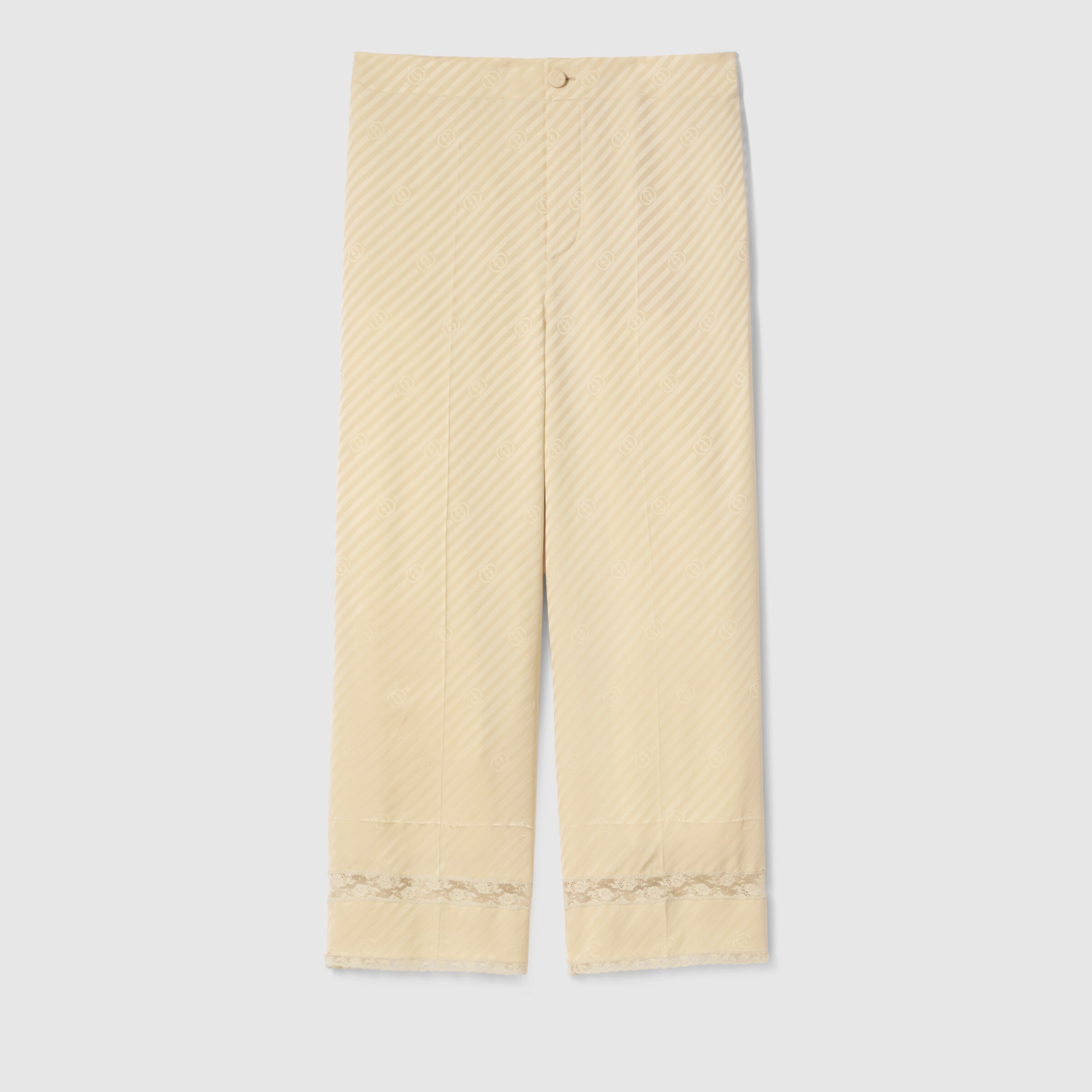 Diagonal GG silk jacquard pants in light beige | GUCCI® US