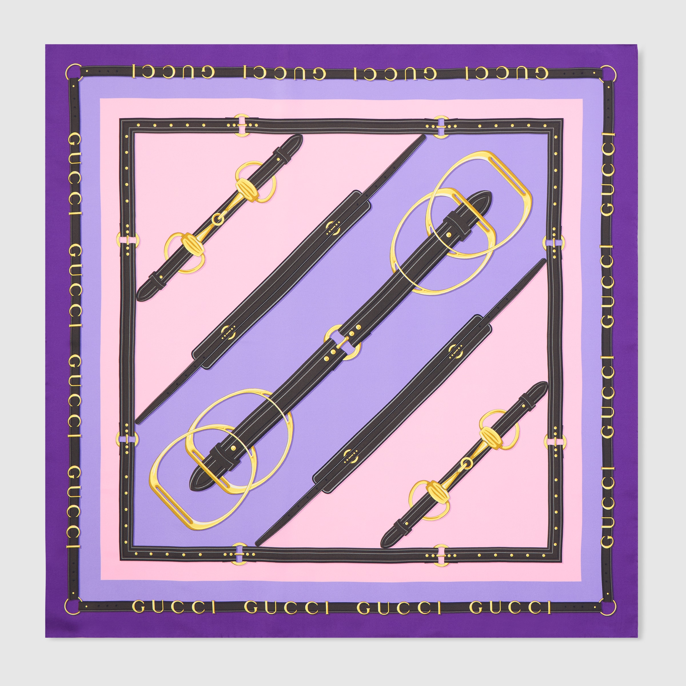 Printed silk twill carré in purple and dark purple | GUCCI® US