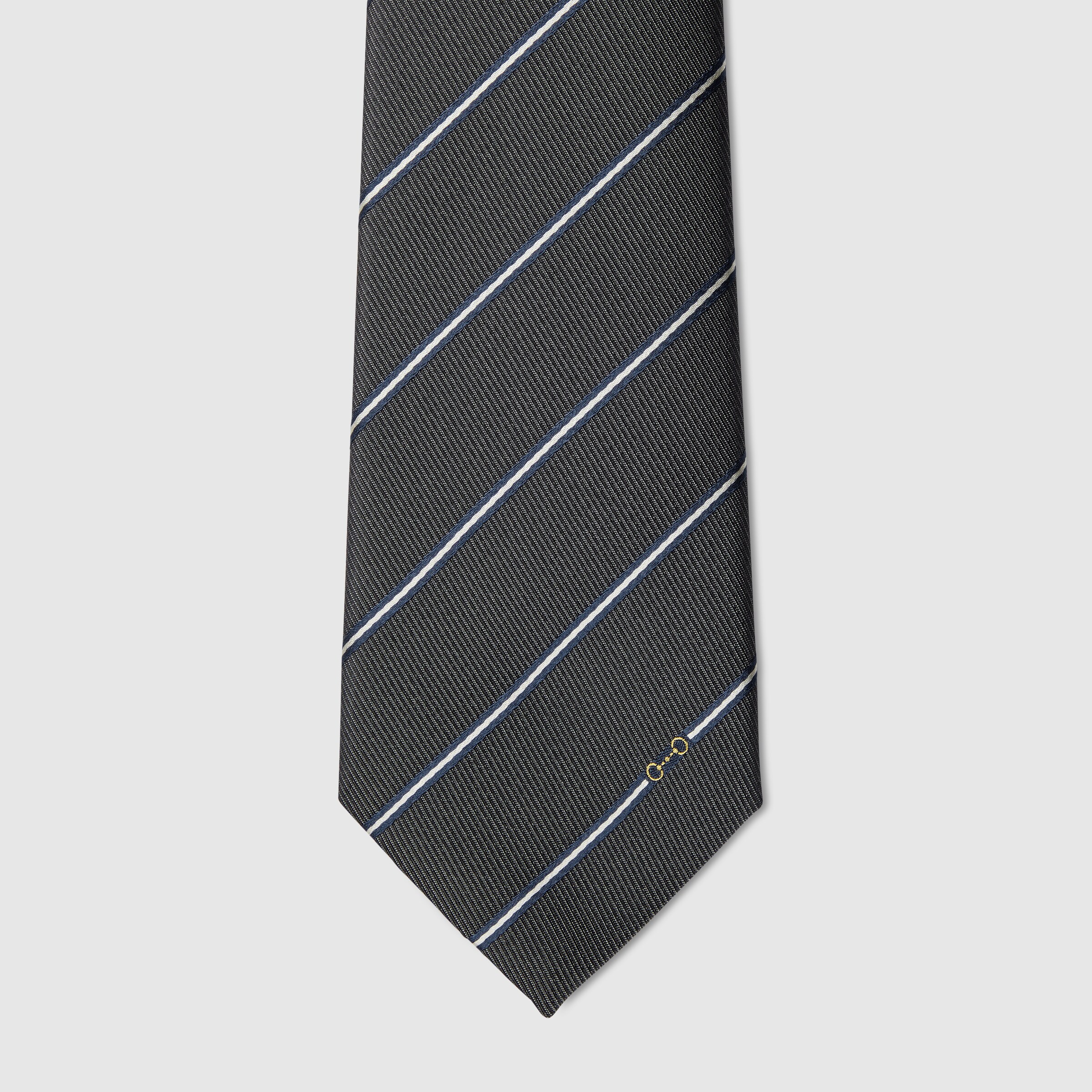 シルクジャカード ネクタイ ・ダークグレー＆ブルー | GUCCI公式