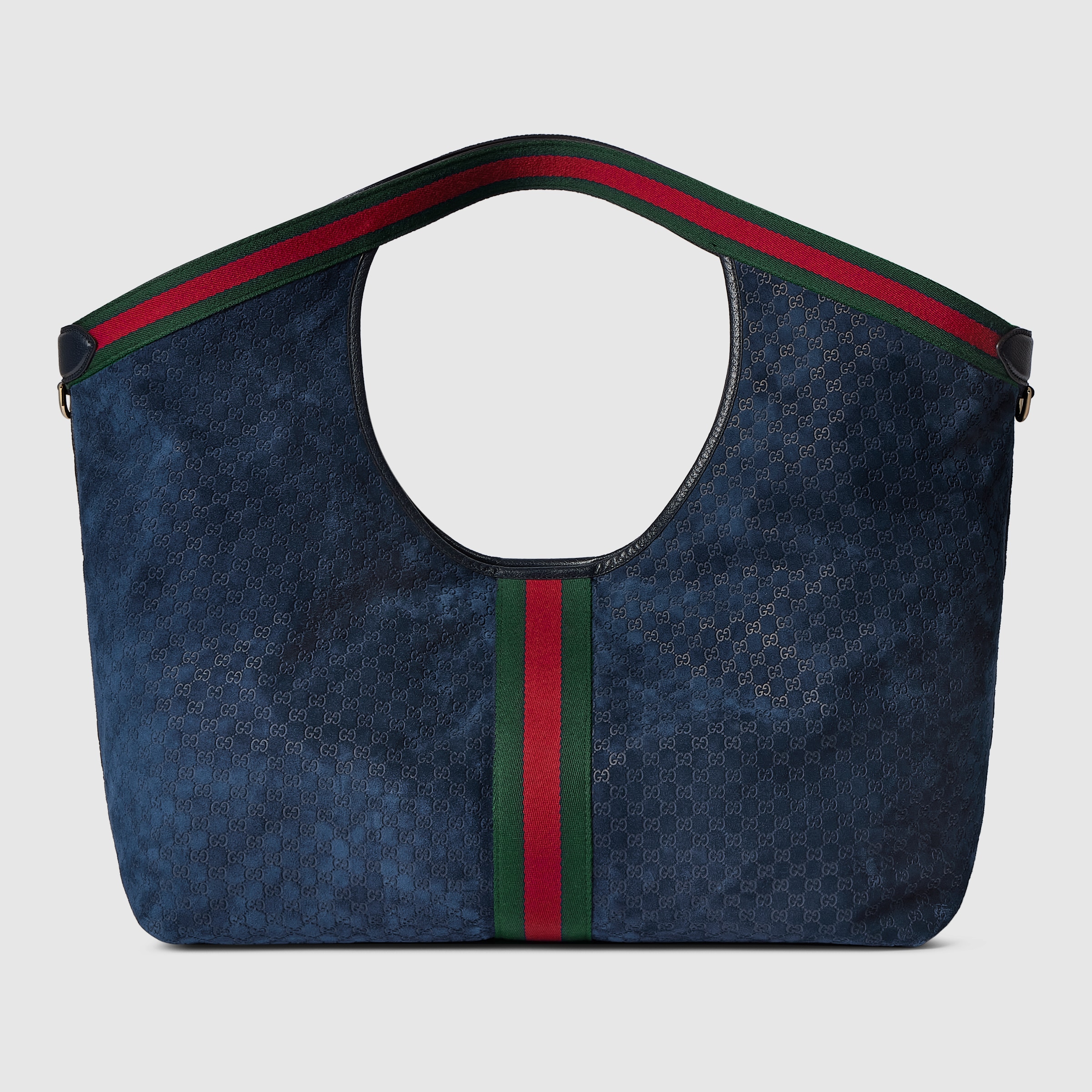 Gucci Giglio large tote bag in dark blue GG suede | GUCCI® US