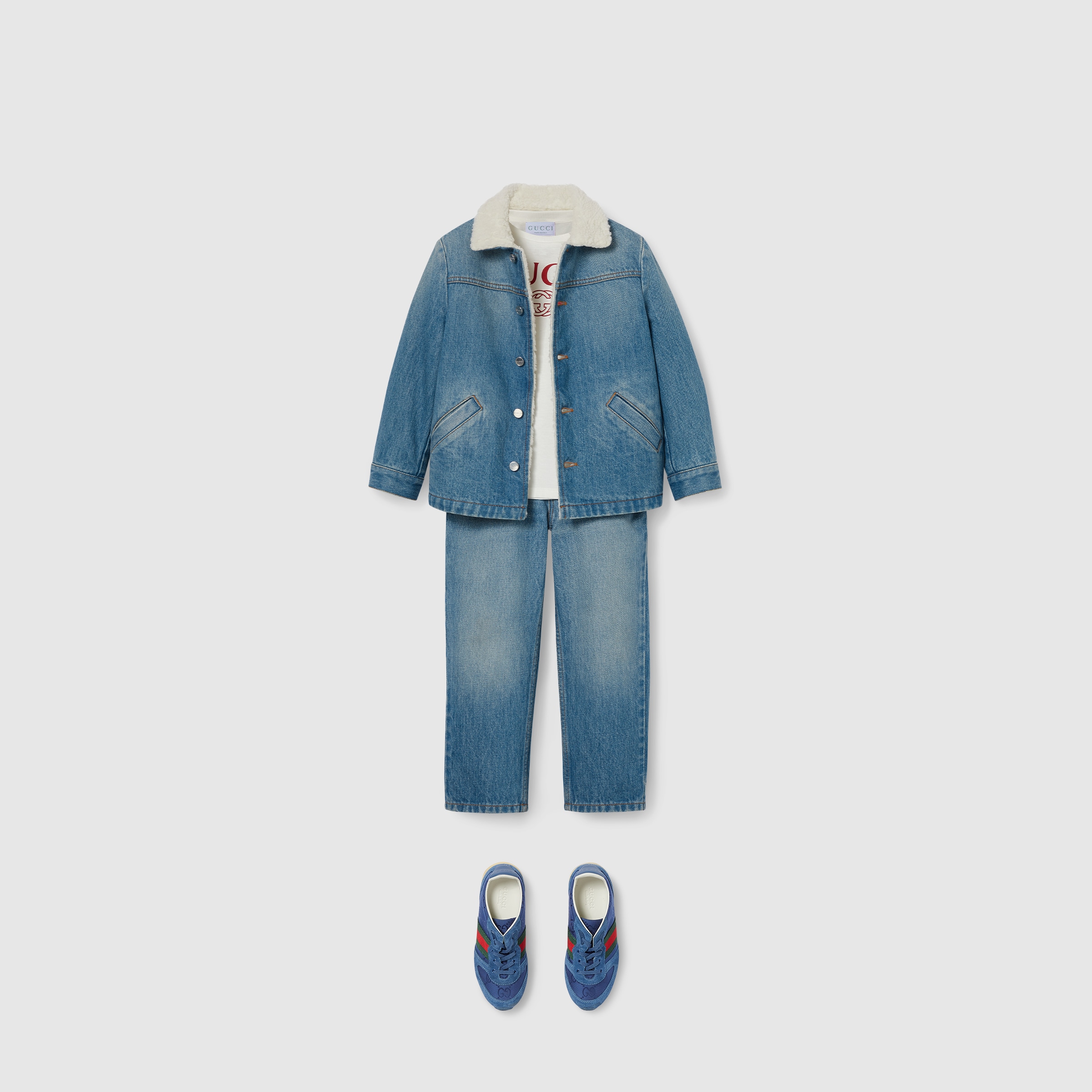 Children's denim jacket in blue | GUCCI® US