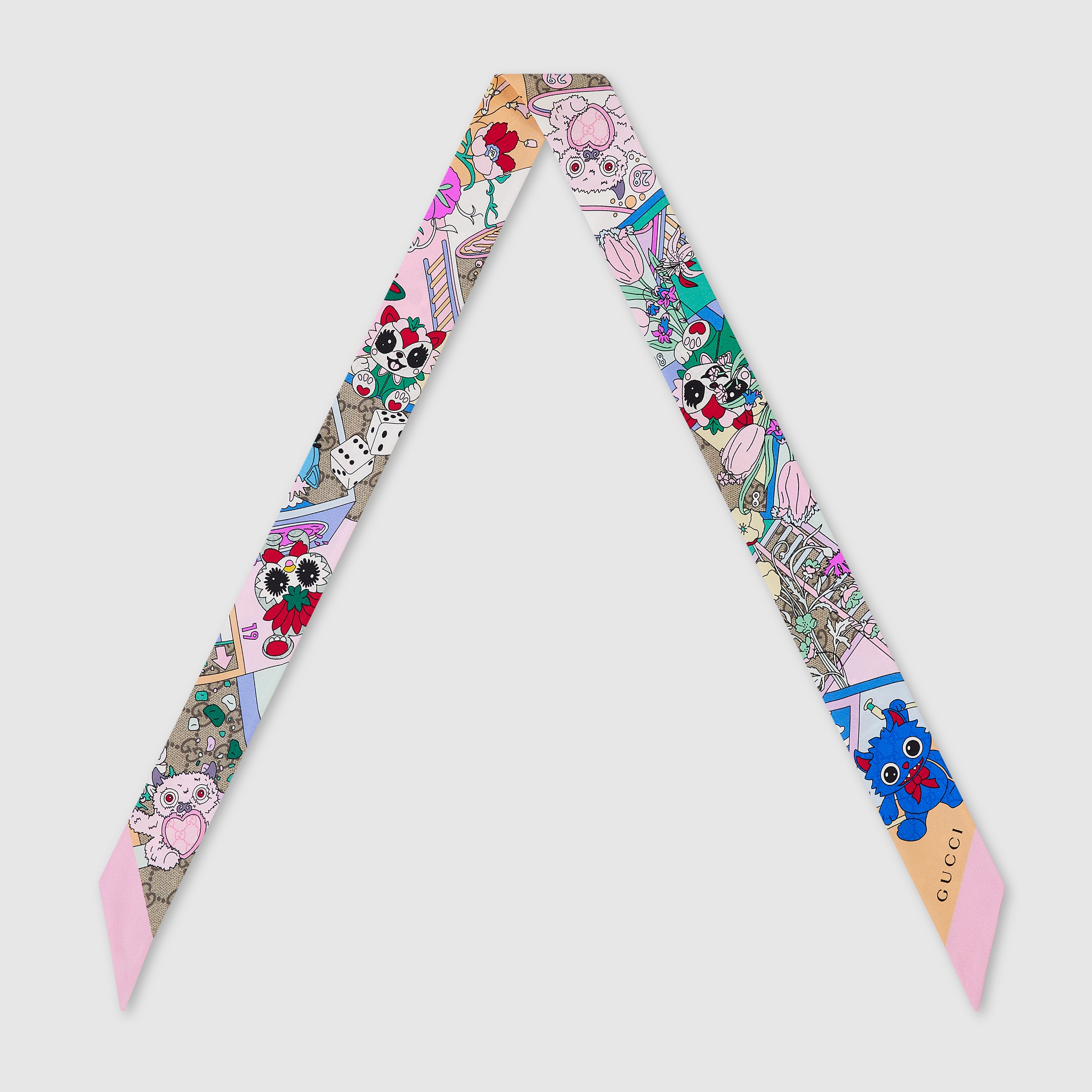 Gucci Besties〕プリント シルクツイル リボン ・ライトピンク | GUCCI公式