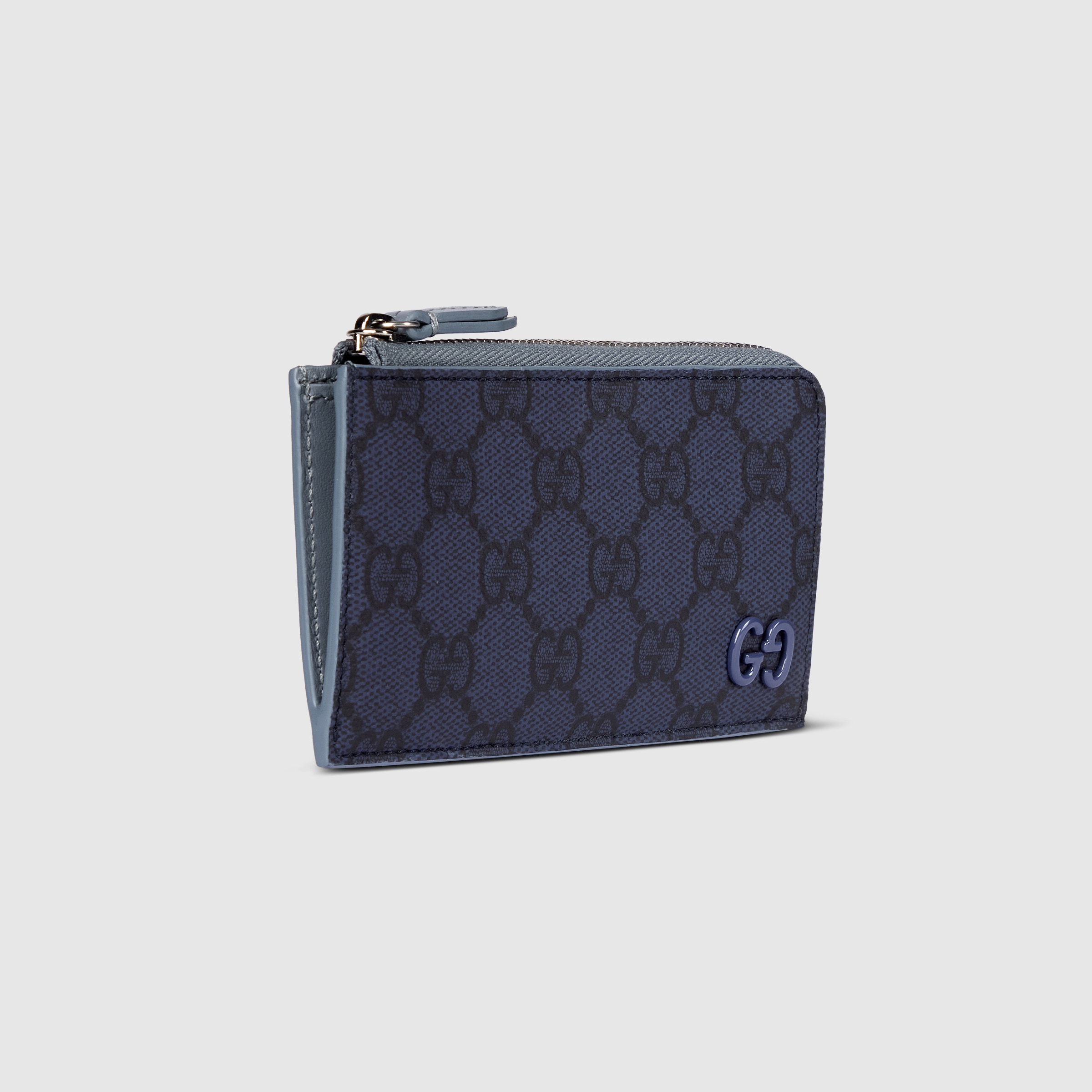 【極美品】GUCCI　GGスプリーム　ブルームス　ケース　カードケース バイカラー GG ジップカードケース ・ダークブルー GGスプリーム