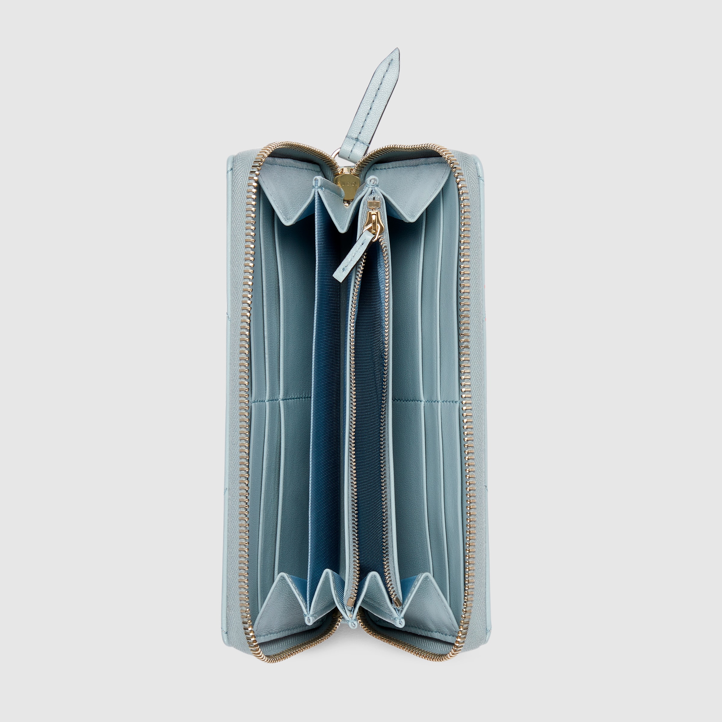 ダブルG ジップアラウンドウォレット ・ライトブルー レザー | GUCCI公式