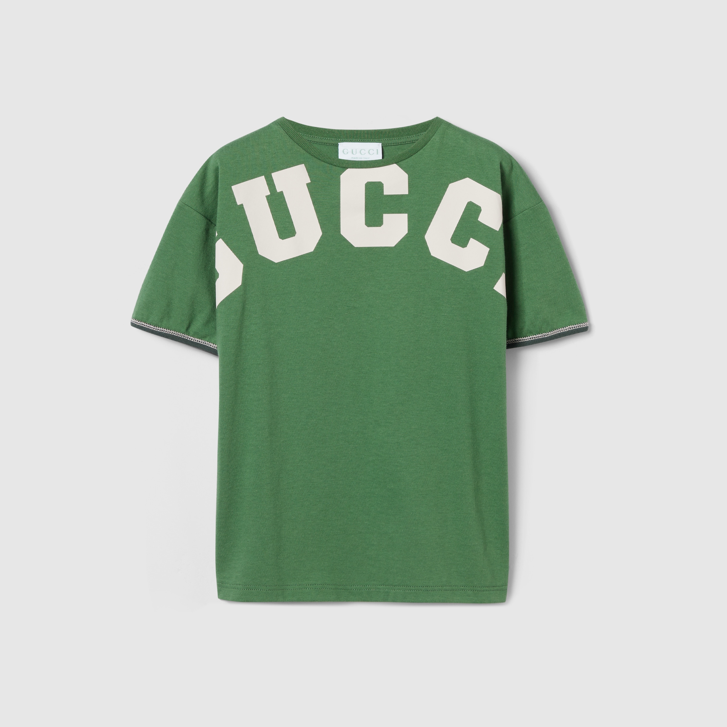 チルドレンズ〕プリント コットン Tシャツ ・グリーン | GUCCI公式