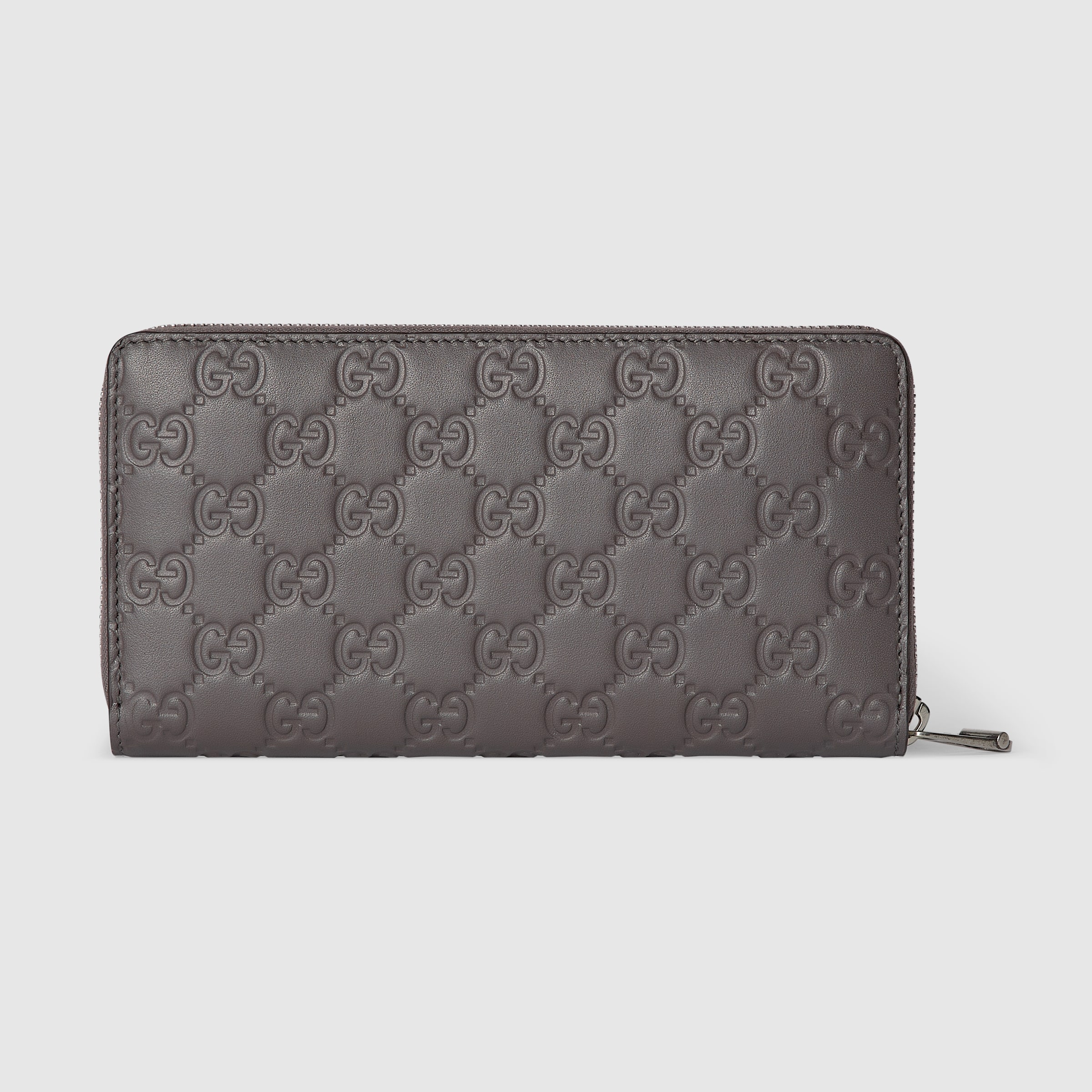 GUCCI GGエンボスジップアラウンドウォレット 直営店購入 GGエンブレム〕ジップアラウンドウォレット ・グレー GGレザー | GUCCI公式