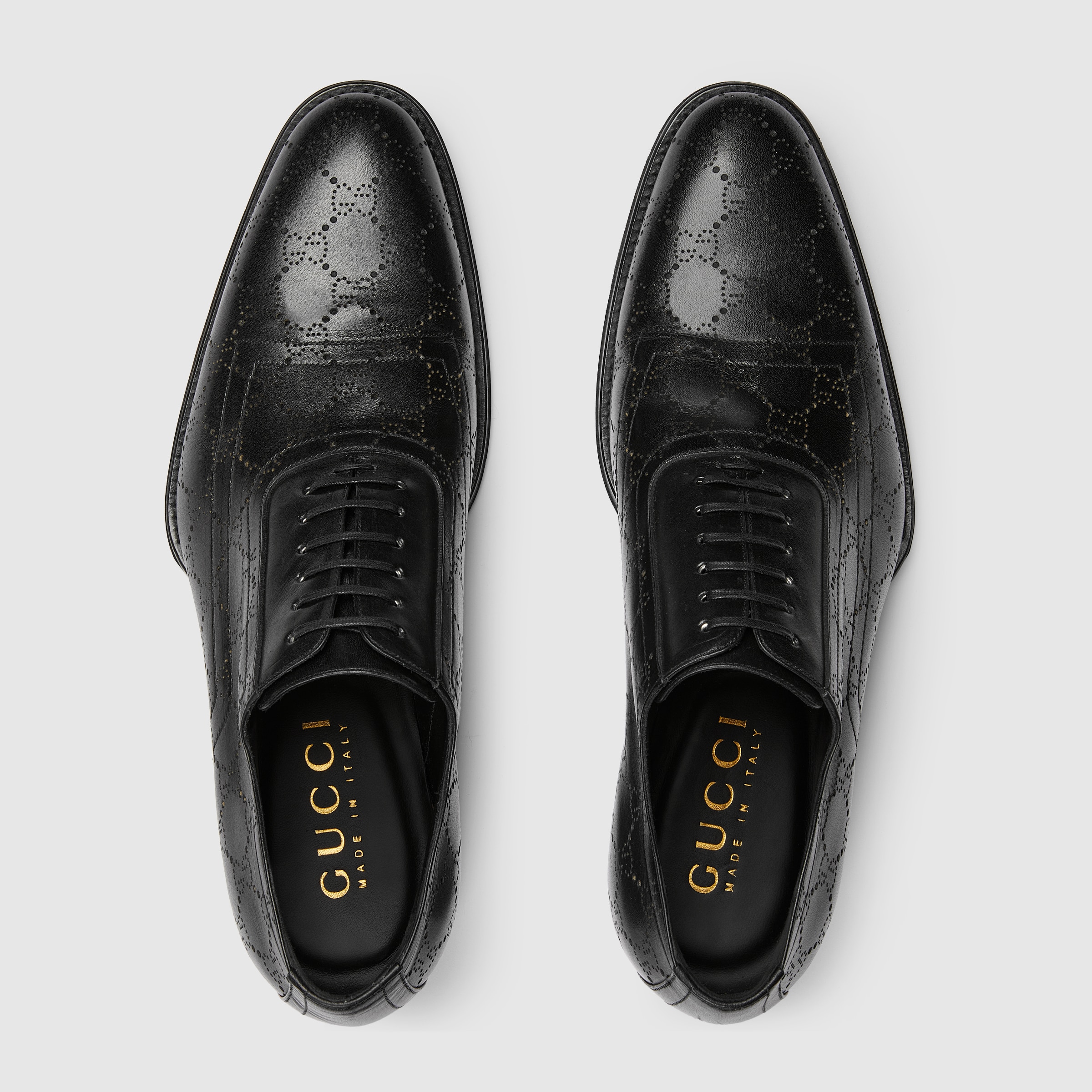 メンズ レースアップシューズ ・ブラック GGレザー | GUCCI公式