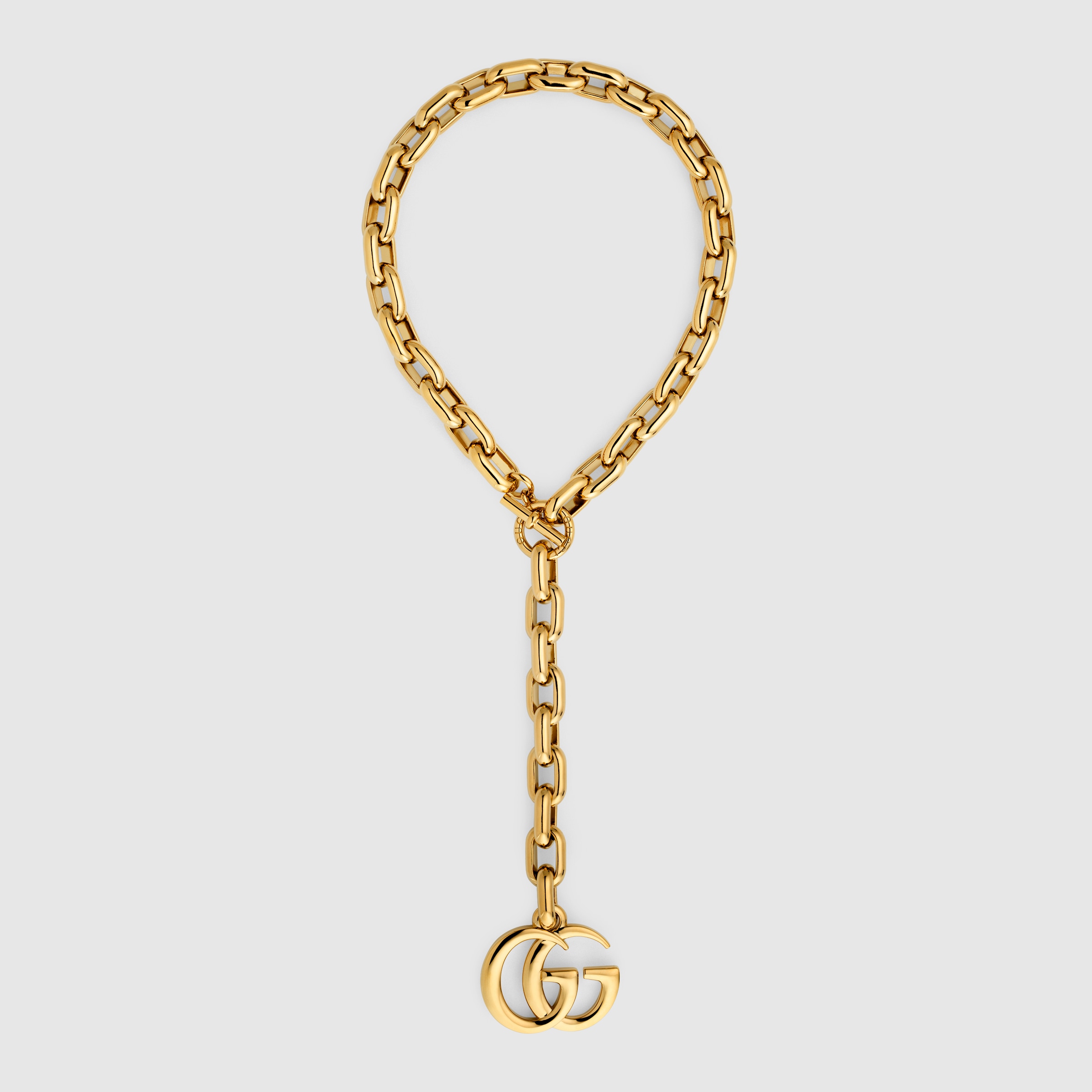 ダブルG ペンダント チェーン ネックレス ・ゴールドトーン ブラス