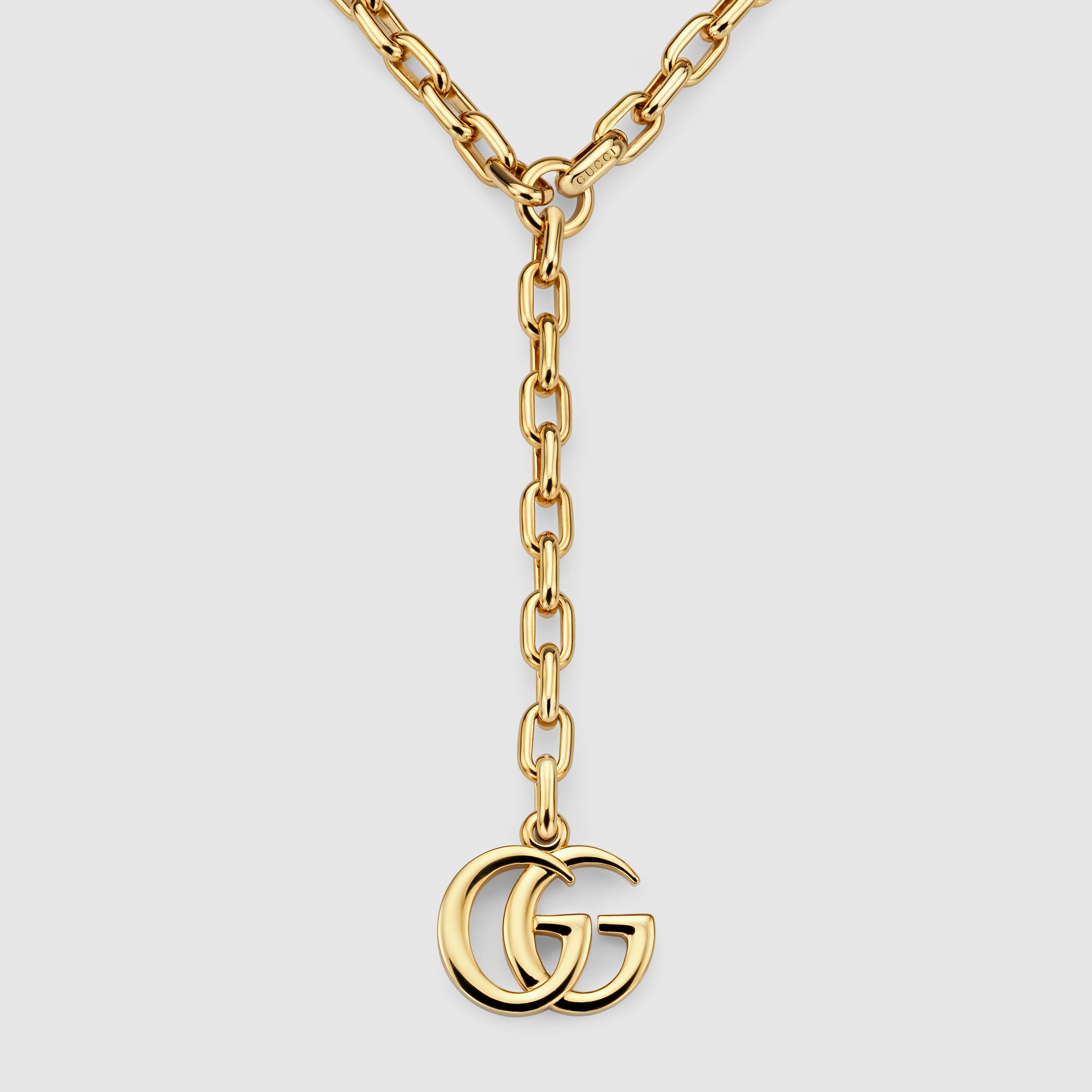 ダブルG ペンダント チェーン ネックレス ・ゴールドトーン ブラス