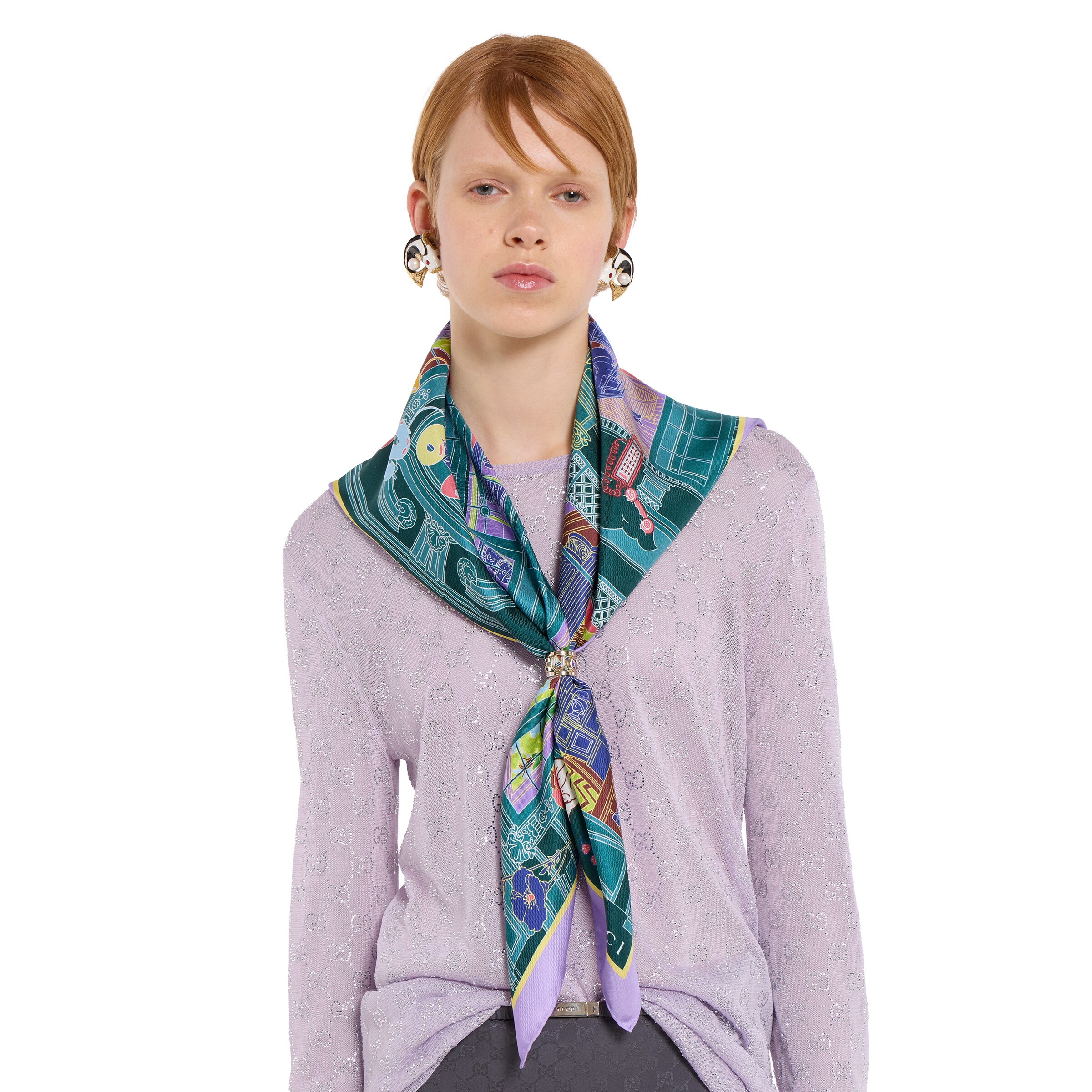 プリント シルクツイル スカーフ ・マルチカラー | GUCCI公式