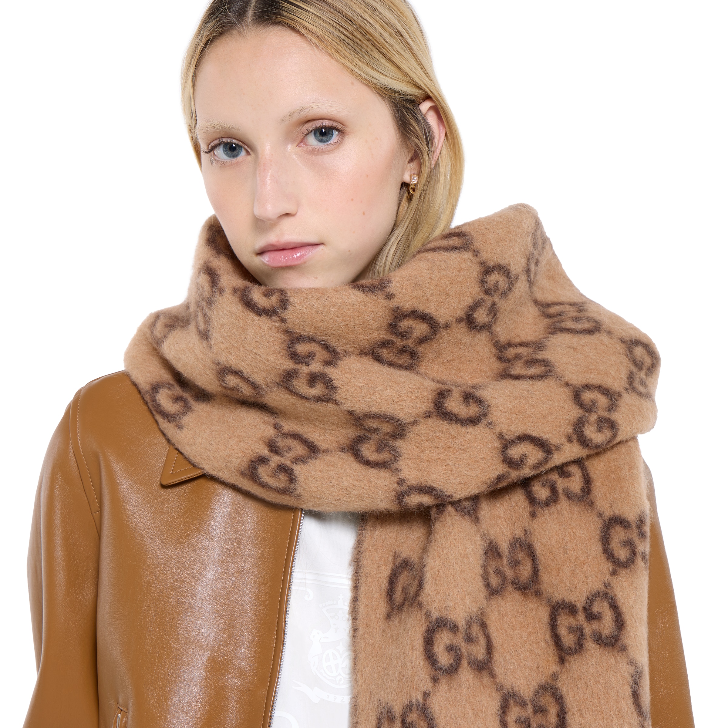 GG alpaca wool scarf in brown and light brown | GUCCI® US